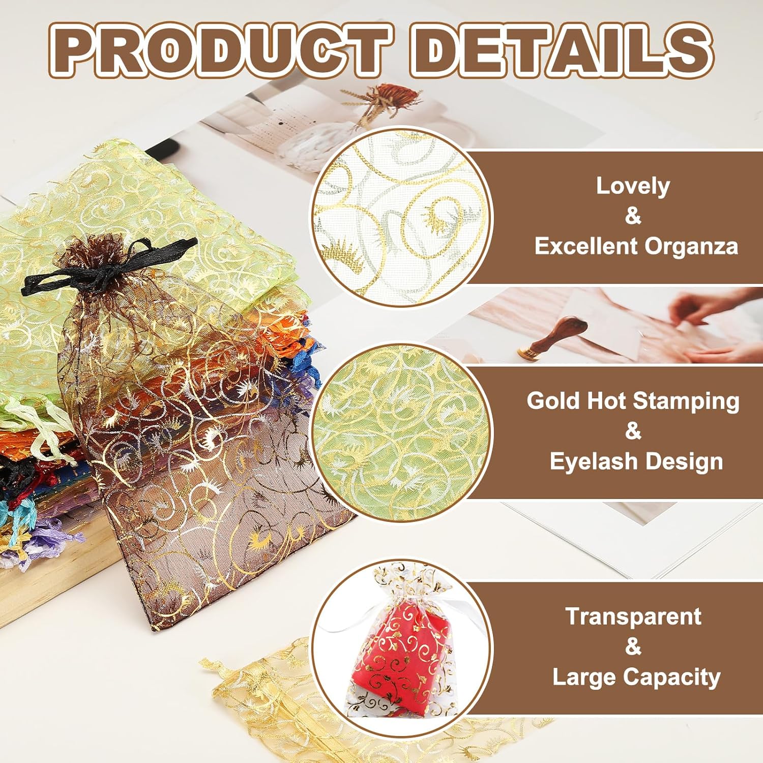 MECCANIXITY Organza Bags 100Pcs 51x71 Inch Candy Mesh Gift Bags