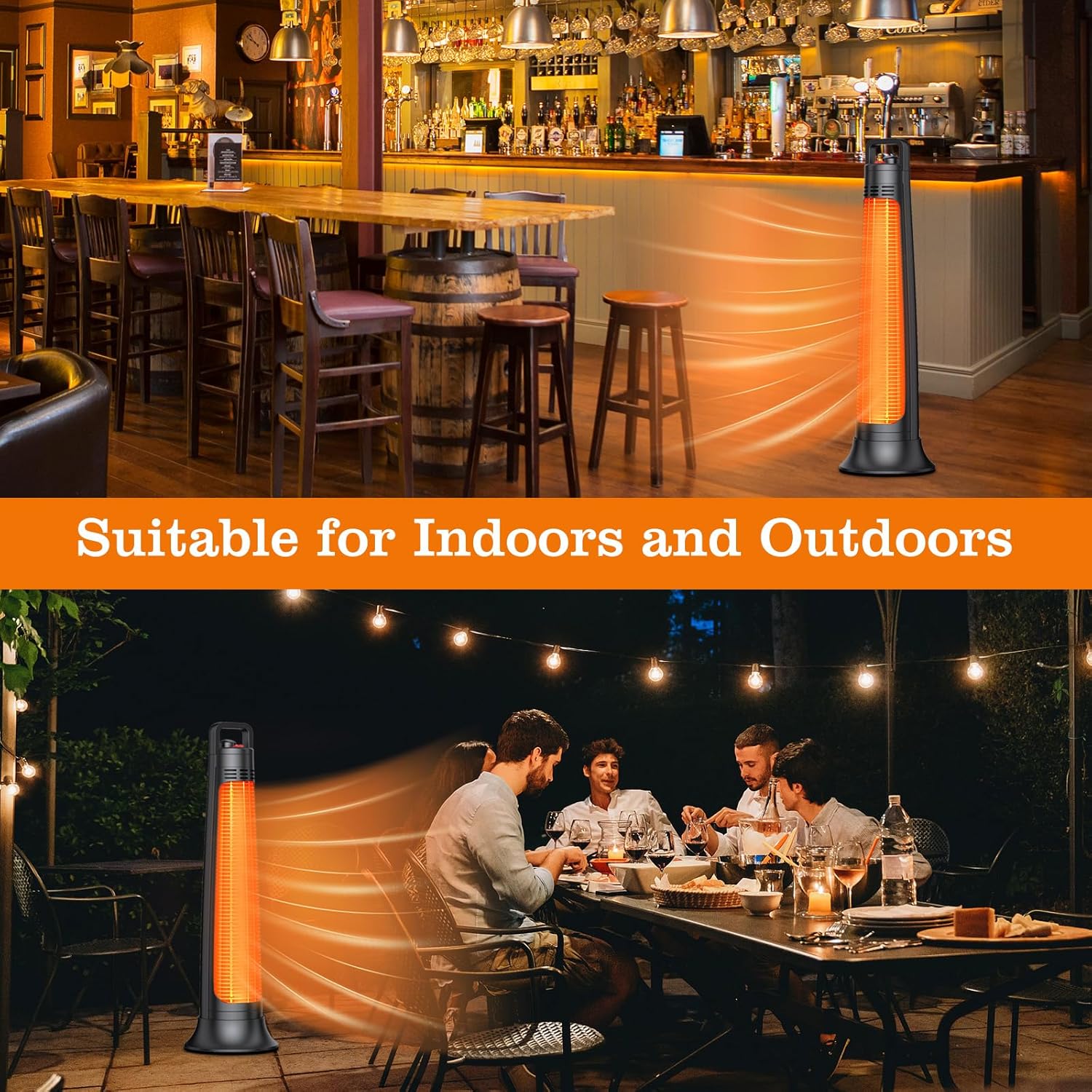 BIESQYA Outdoor Patio Heater with 60 Oscillating and IP65 Waterproof