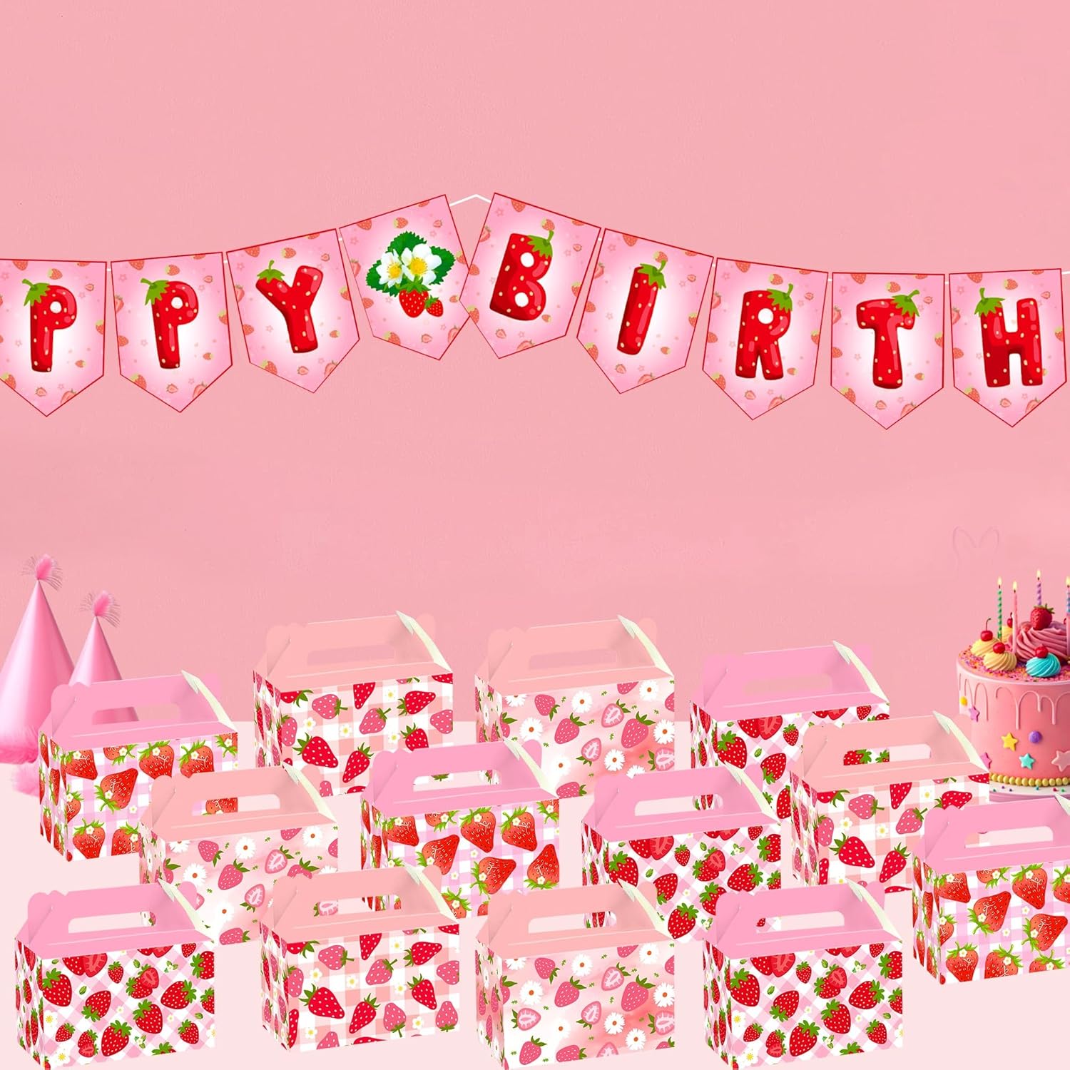 ZOYVUX 24Pcs Strawberry Gift Boxes Party Favors
