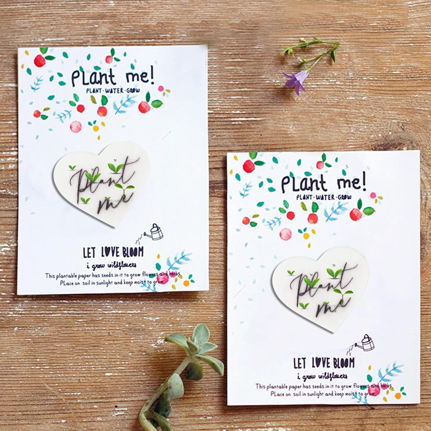 Mixrug 50 Plantable Wildflower Paper Heart Shaped Babyshower Favors
