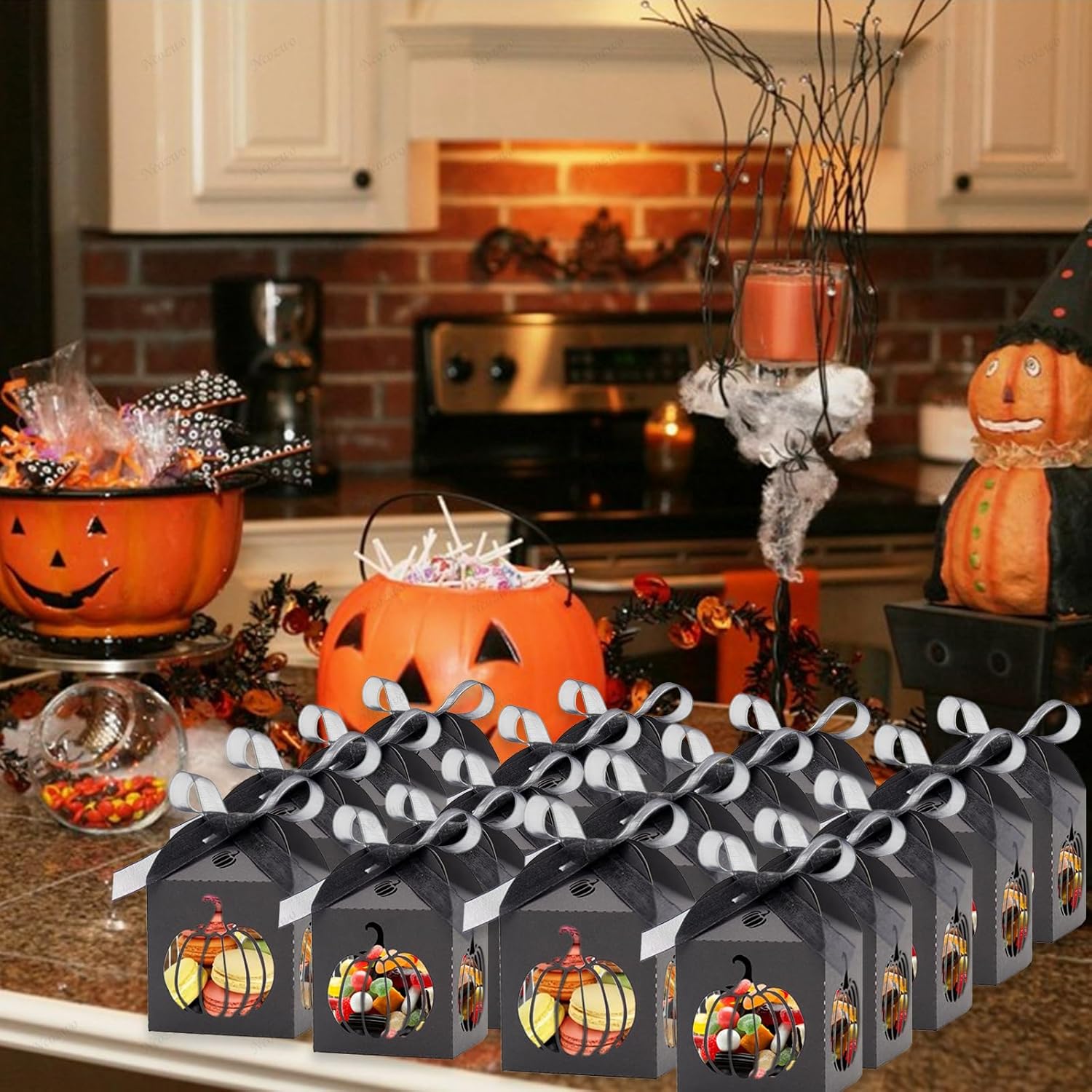 Ncozwo 20 Pcs Black Halloween Treat Boxes