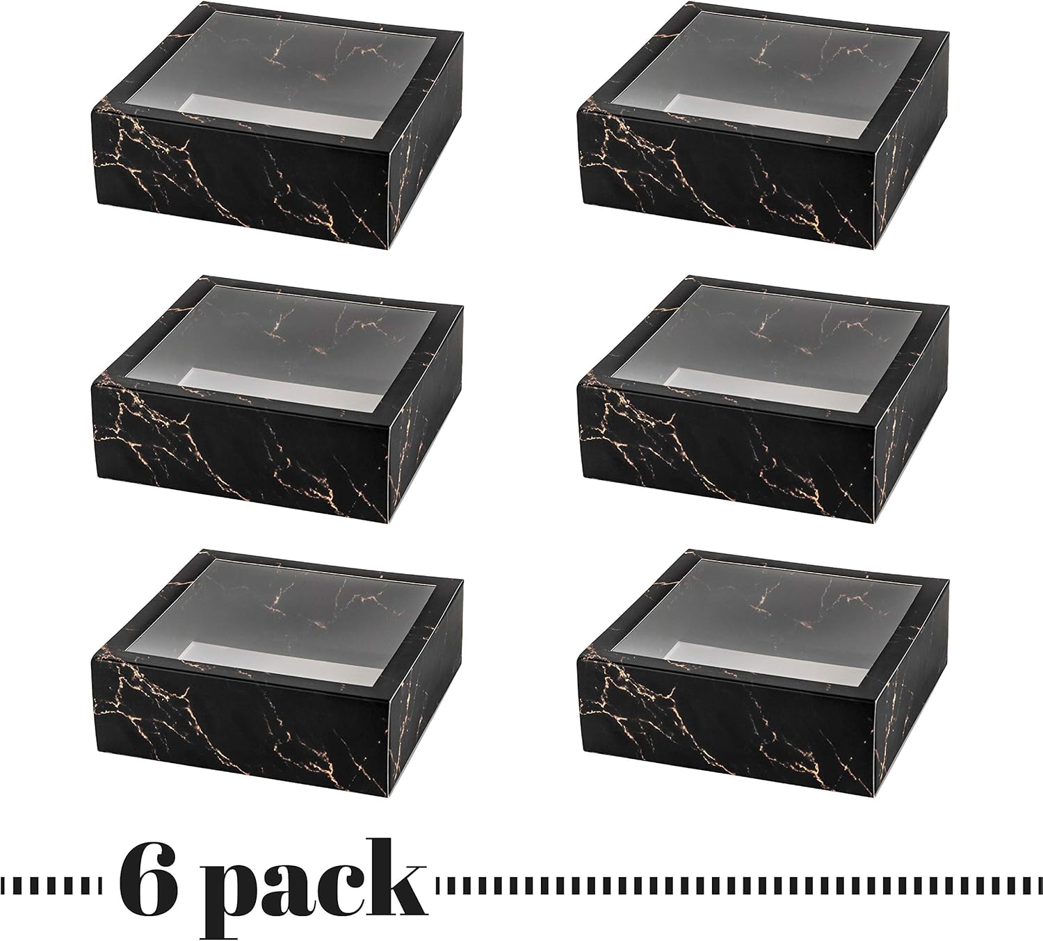 Hammont Clear Window Gift Boxes 6 Pack Square 6x6x2 Inch
