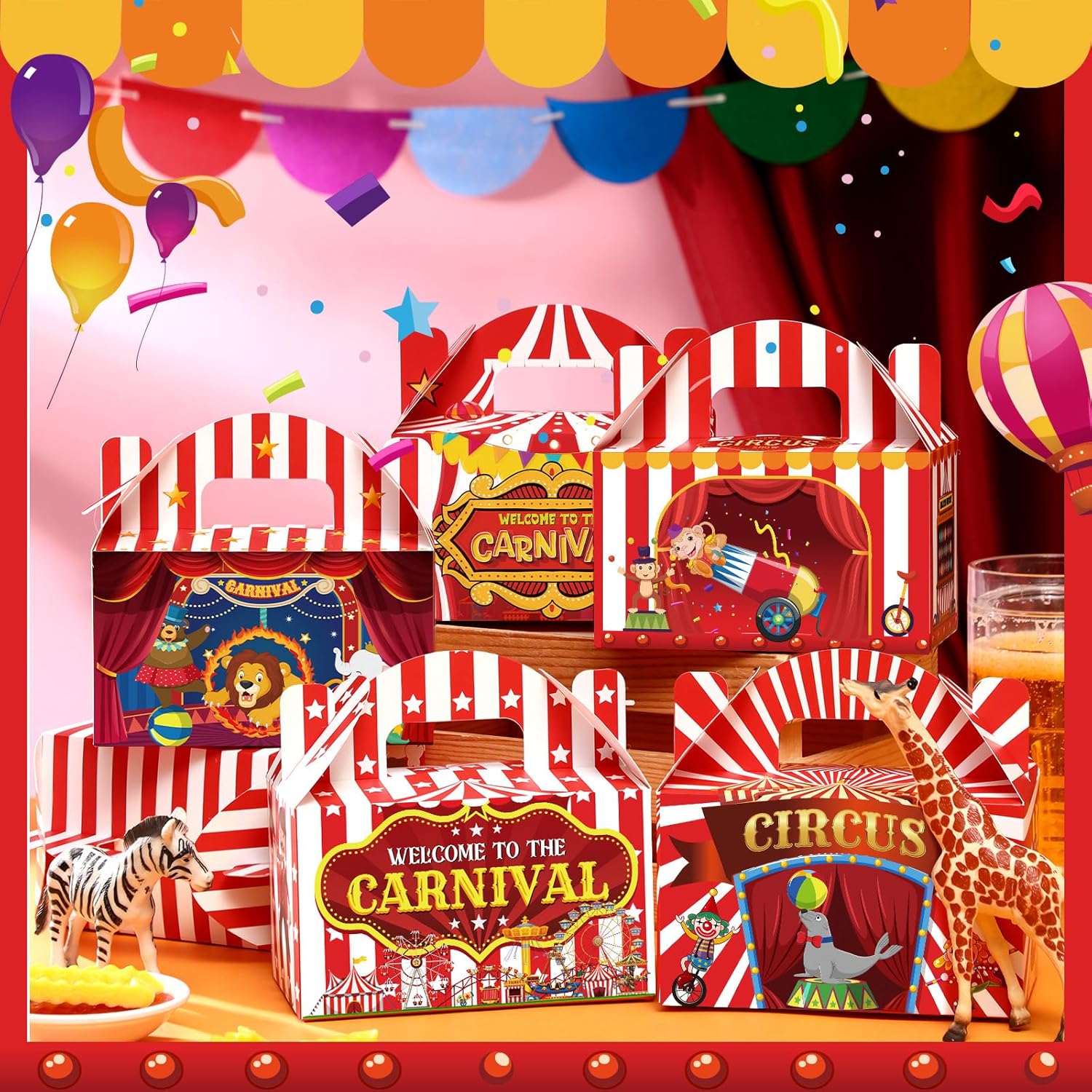 Dunzoom Carnival Themed Treat Boxes 24 Pcs