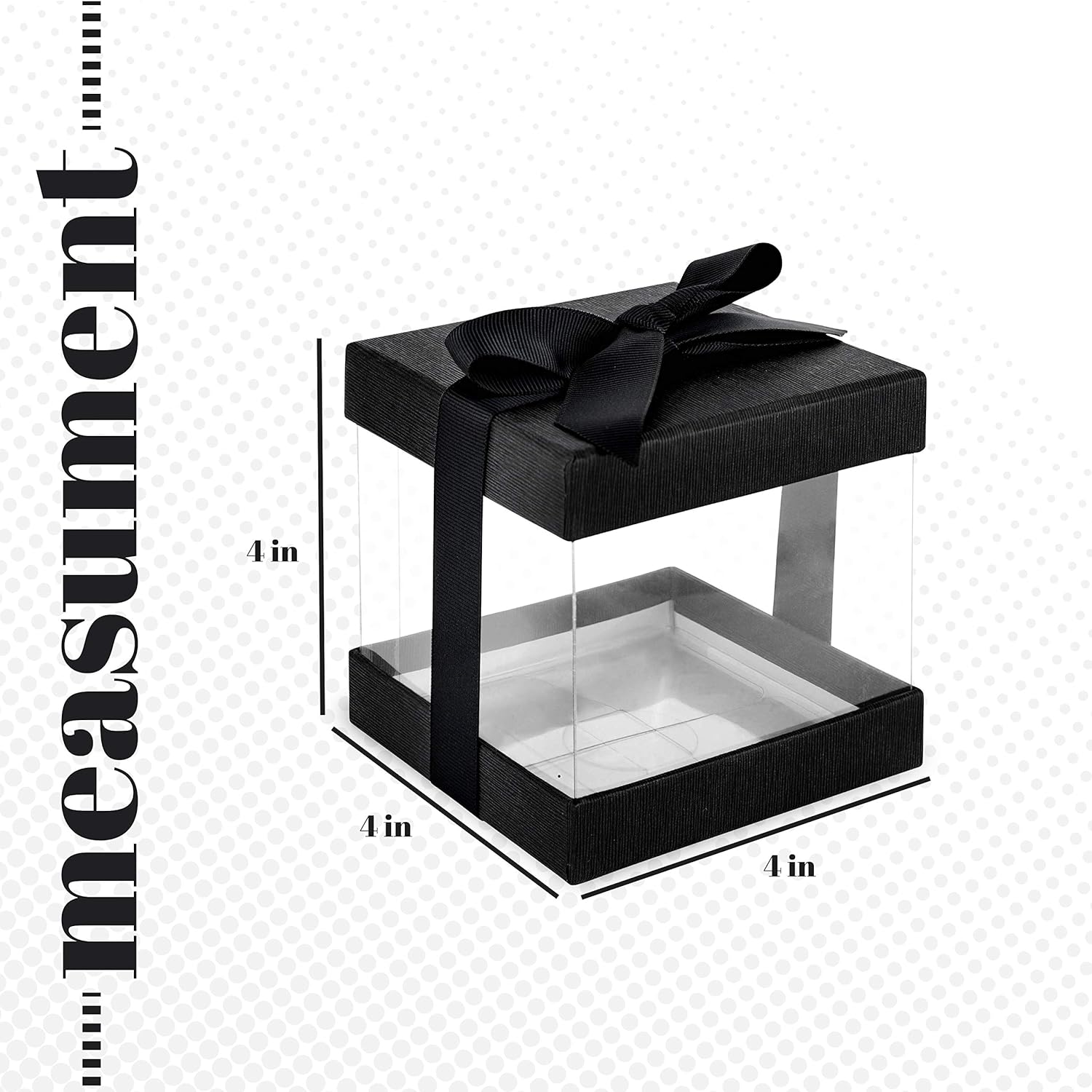 Hammont Clear Gift Box 6-Pack with Base Lid and Ribbon
