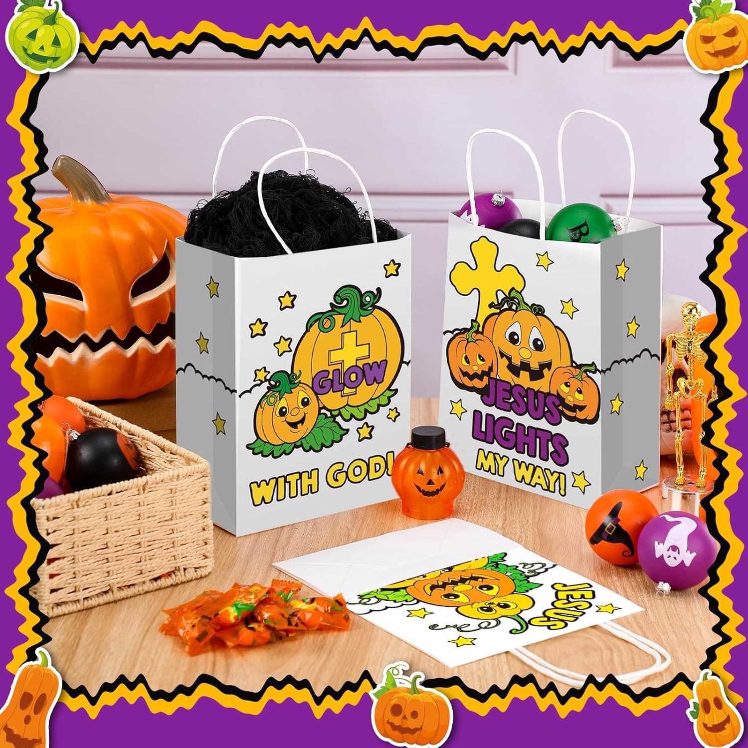 Zhanmai 24 Piece Halloween Gift Bags with Handle