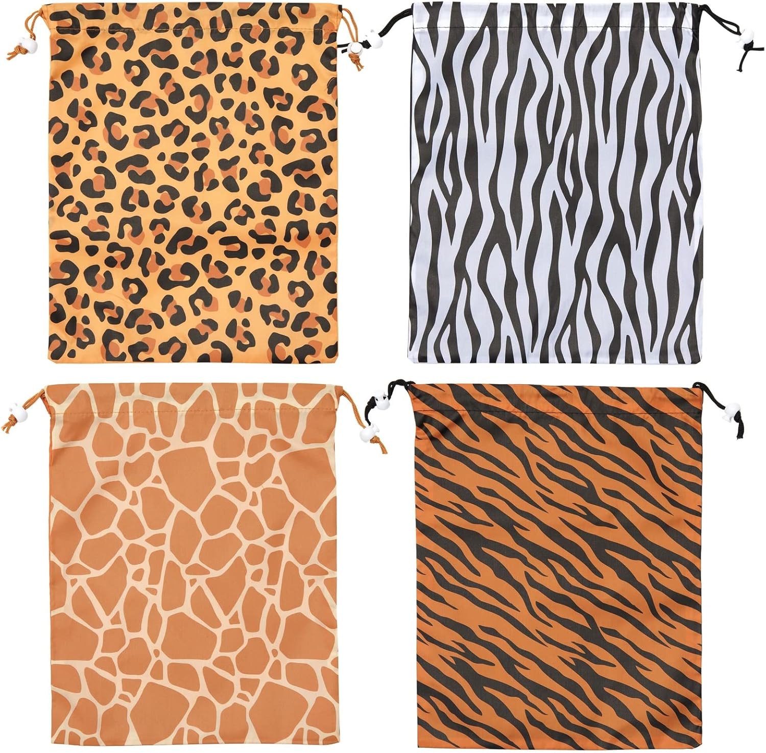 Blue Panda 12 Pack Animal Print Drawstring Gift Bags