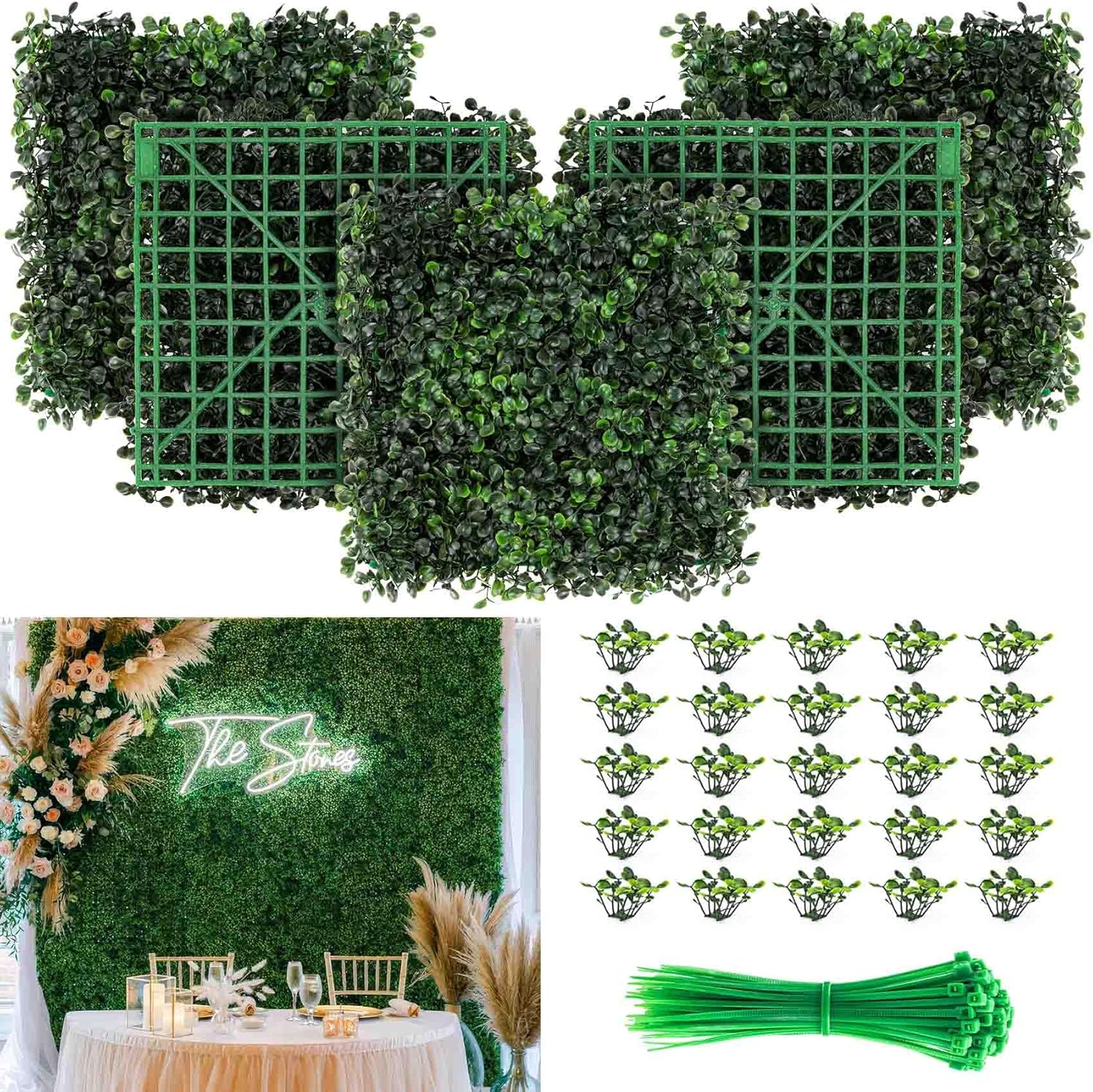 KASZOO Artificial Boxwood Hedge Wall Panels 12 Pack