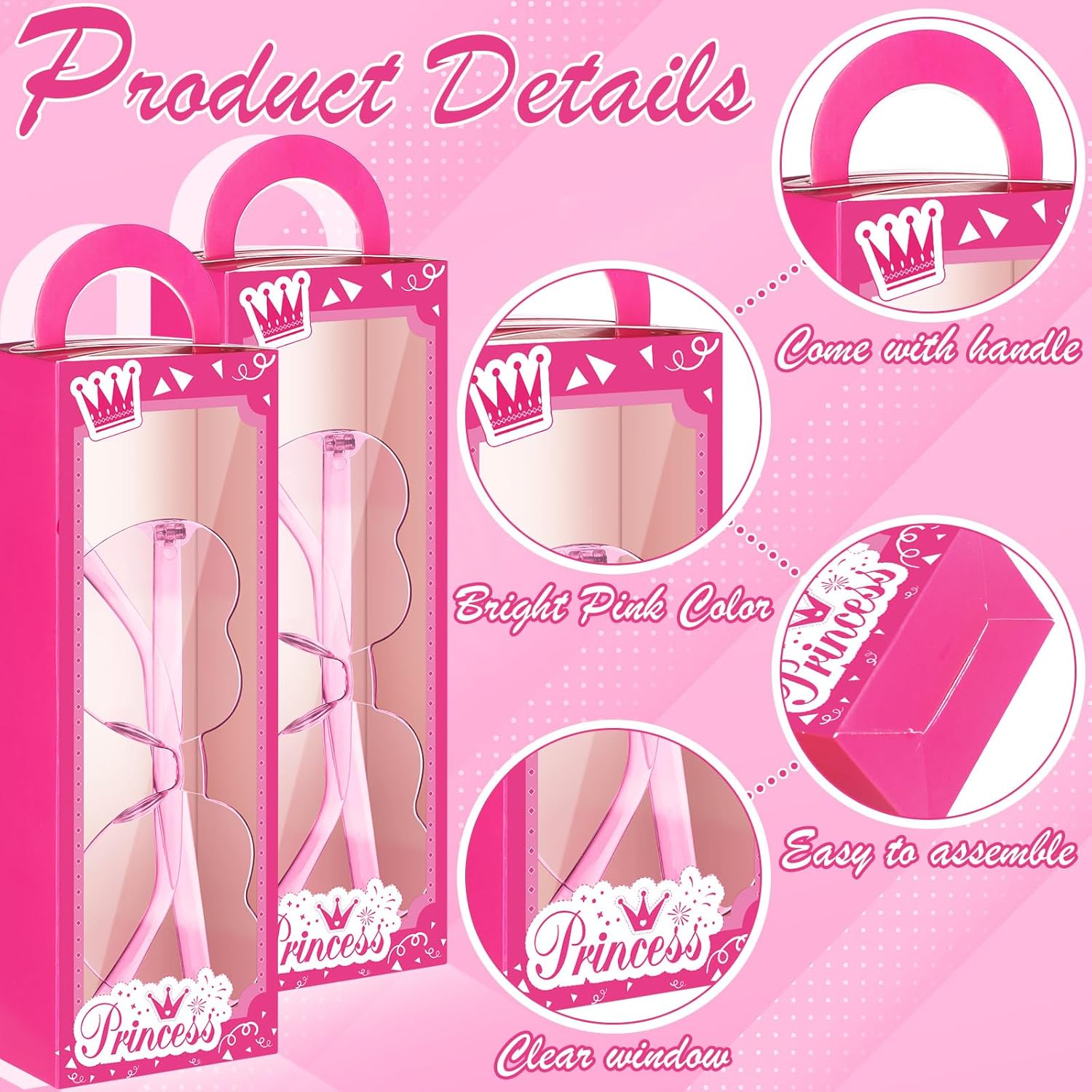 ReliThick 20 Pink Party Favor Boxes with Heart Shaped Sunglasses