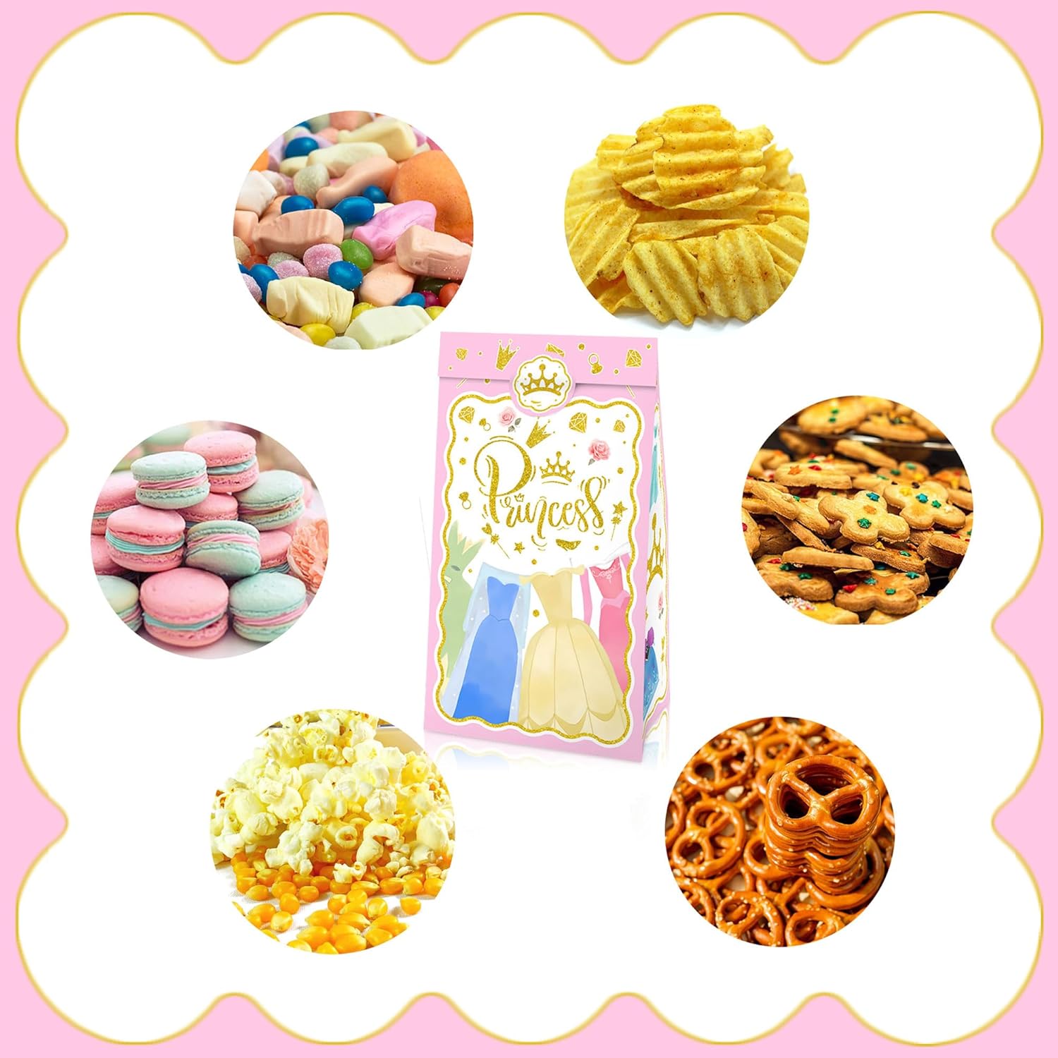 Princess Theme Gift Bags with Handles 12PCS