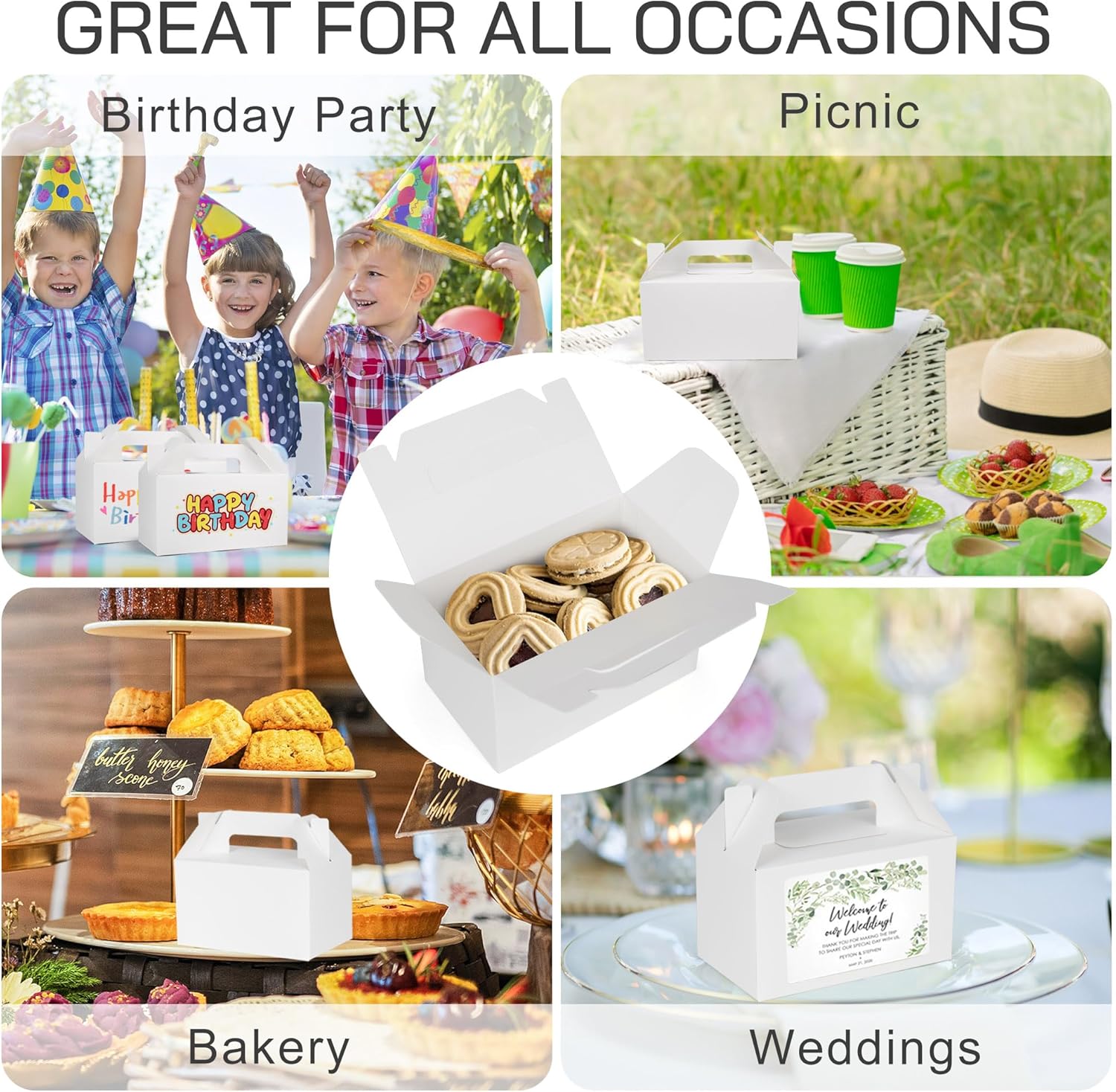 LotFancy 24 Pack White Party Favor Treat Boxes