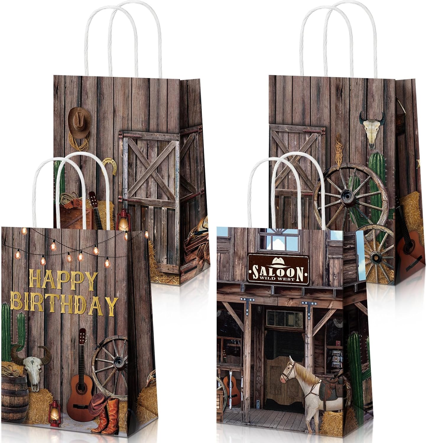 Pasimy 36 Pcs Western Theme Gift Bags with Handle