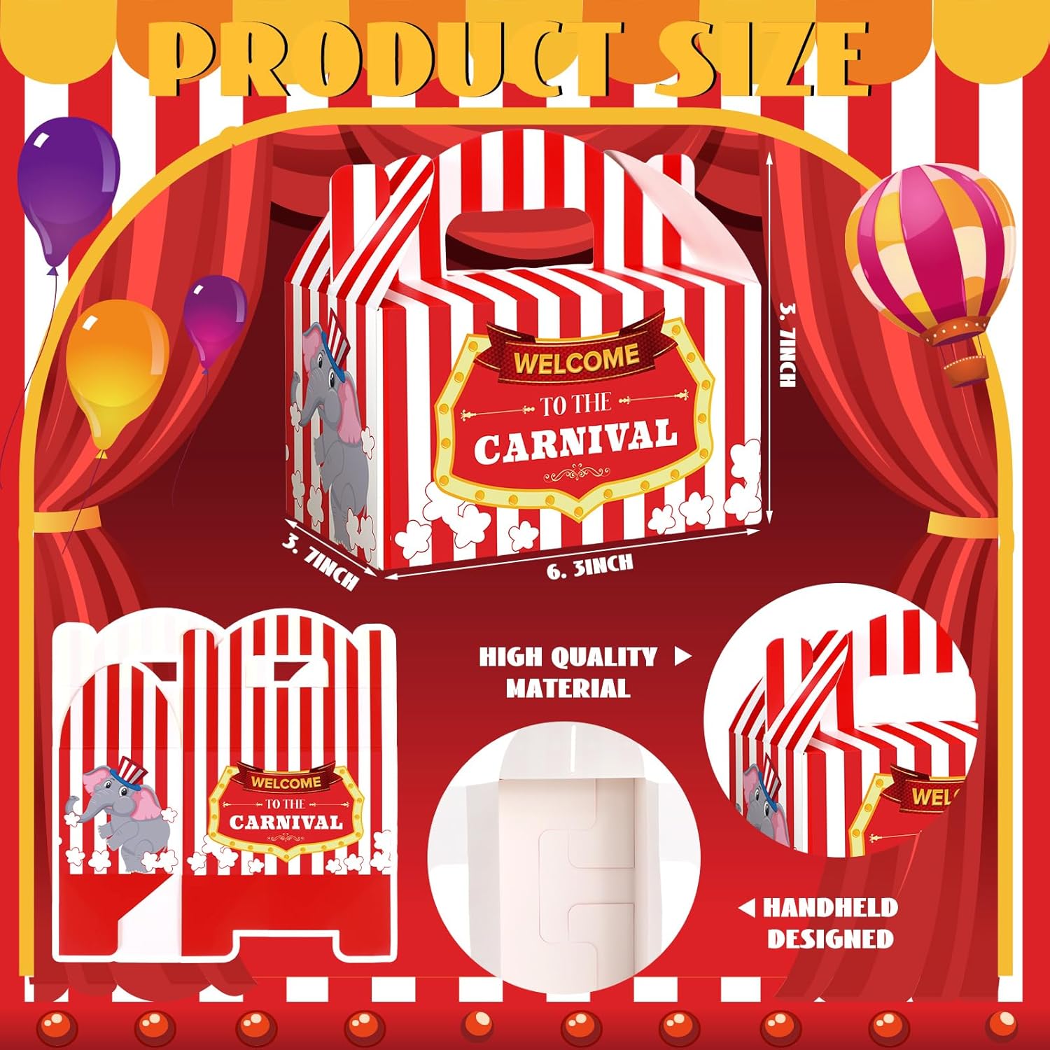 Dunzoom Carnival Themed Treat Boxes 24 Pcs