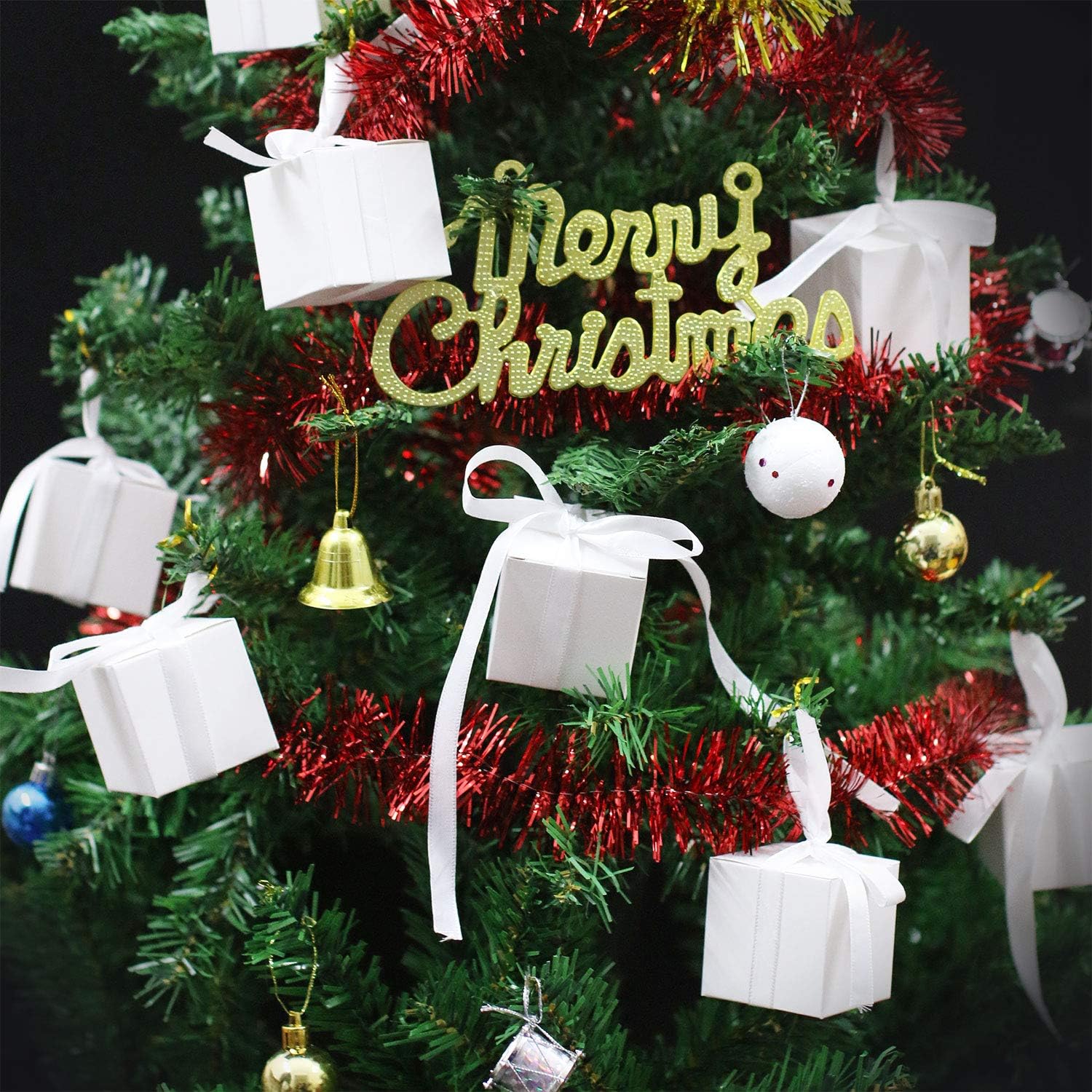 KPOSIYA 70 Pack Gift Boxes 2x2x2 Inch White with Ribbons