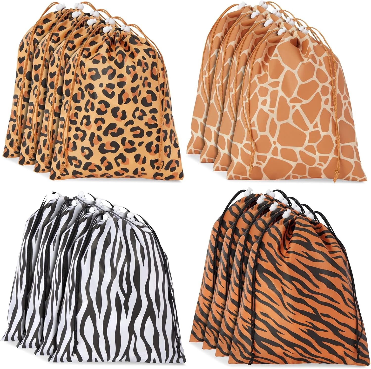 Blue Panda 12 Pack Animal Print Drawstring Gift Bags