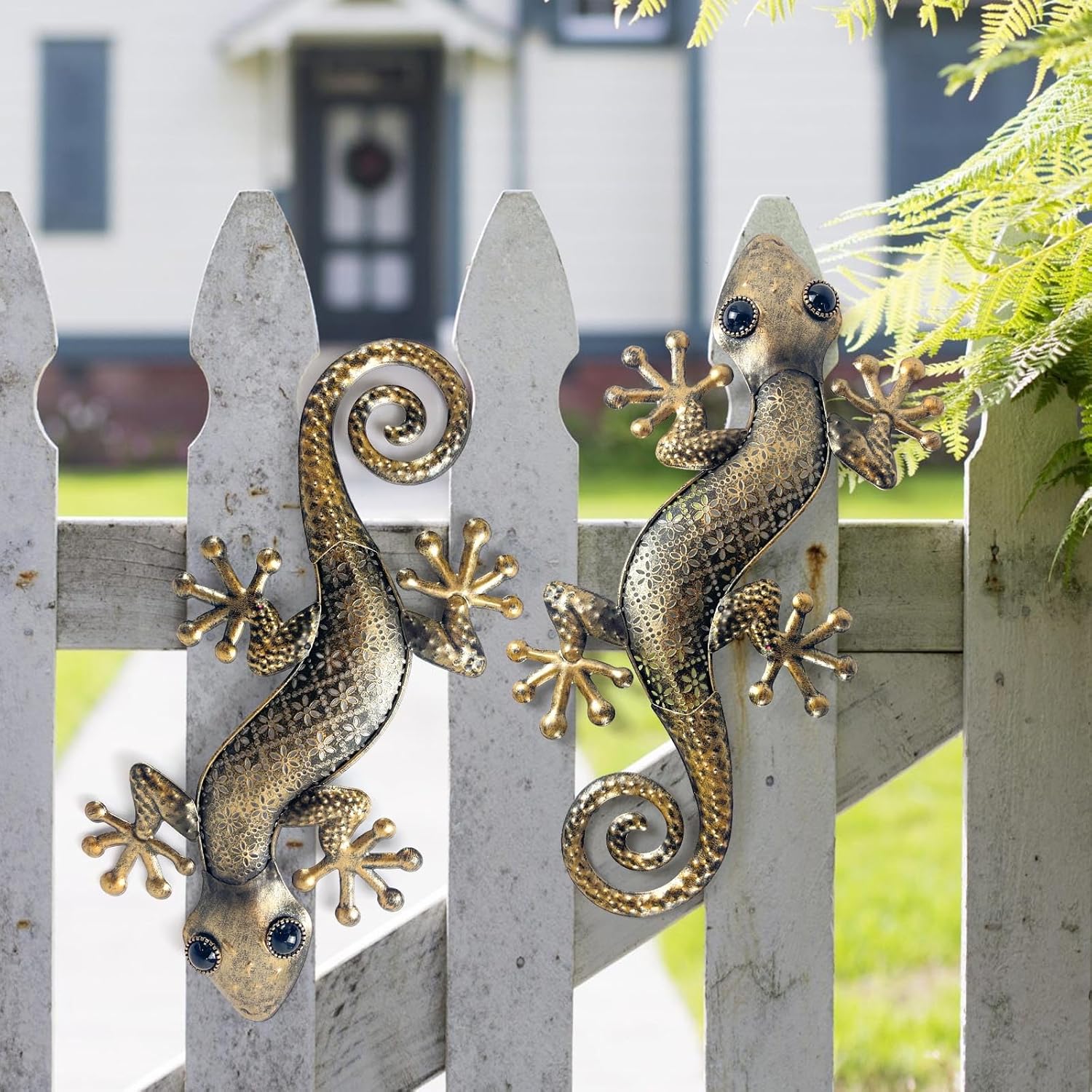 LIFFY Gecko Metal Wall Art 2 Pack 15 Inch Decor