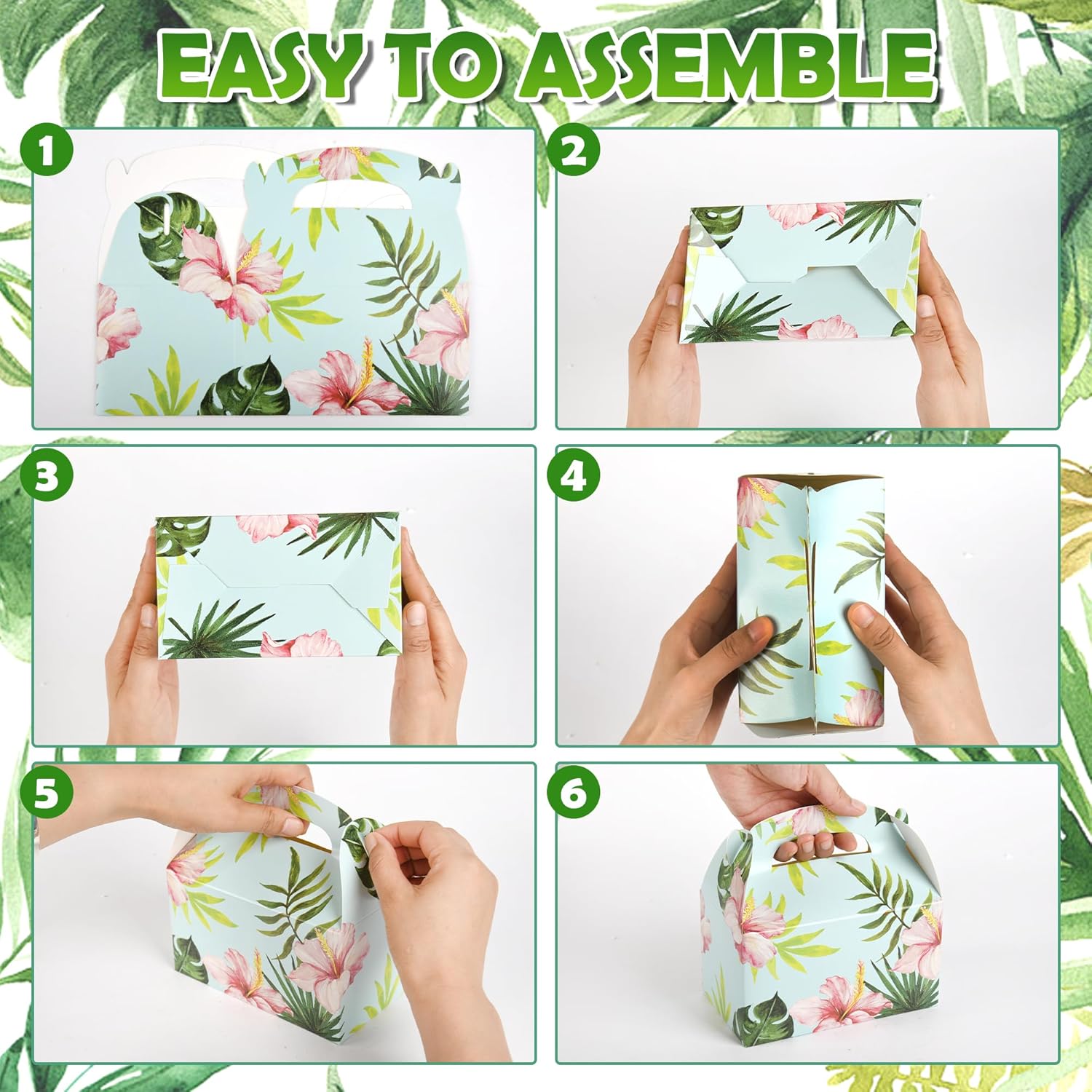 DjinnGlory 36 Pack Tropical Palm Leaf Treat Boxes