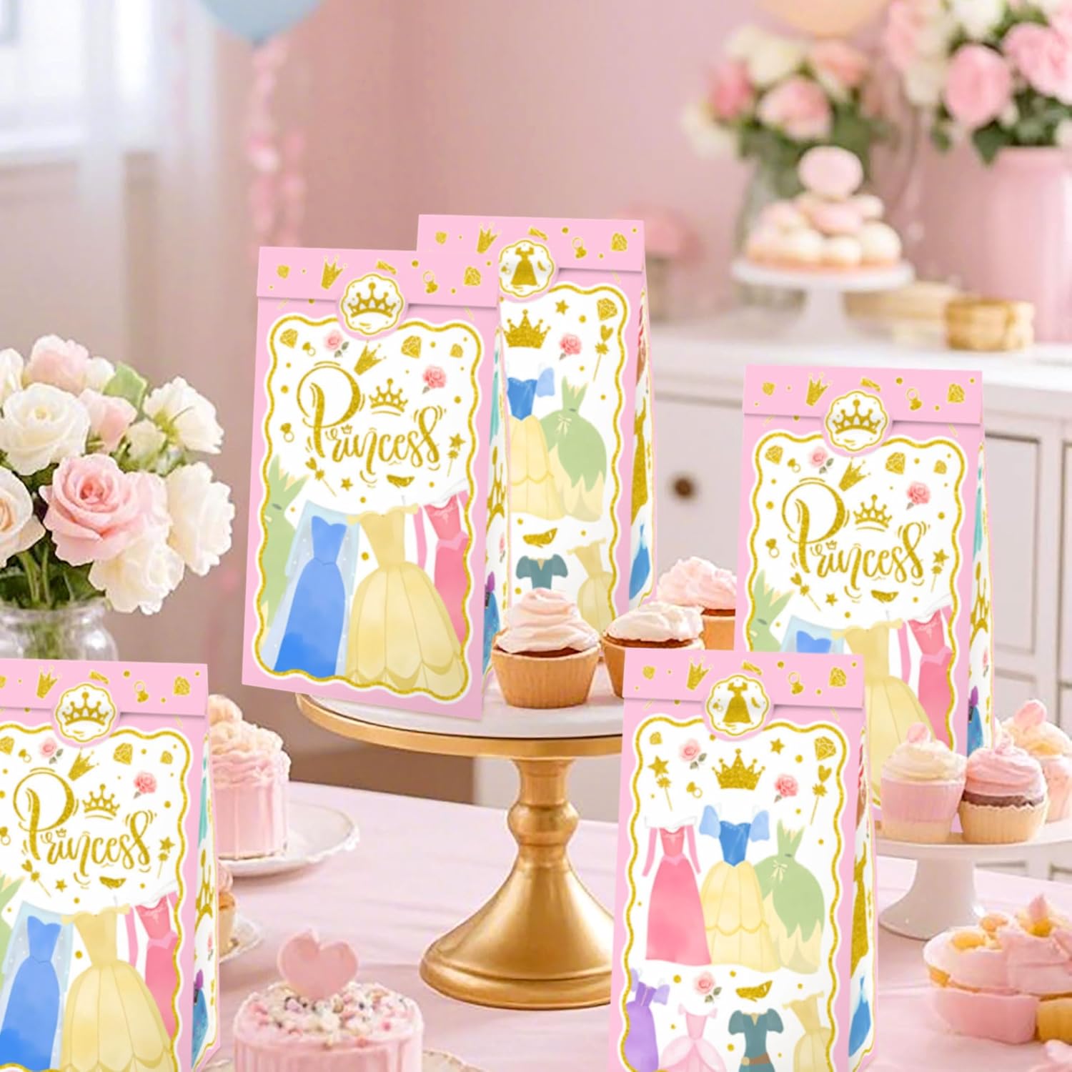 Princess Theme Gift Bags with Handles 12PCS