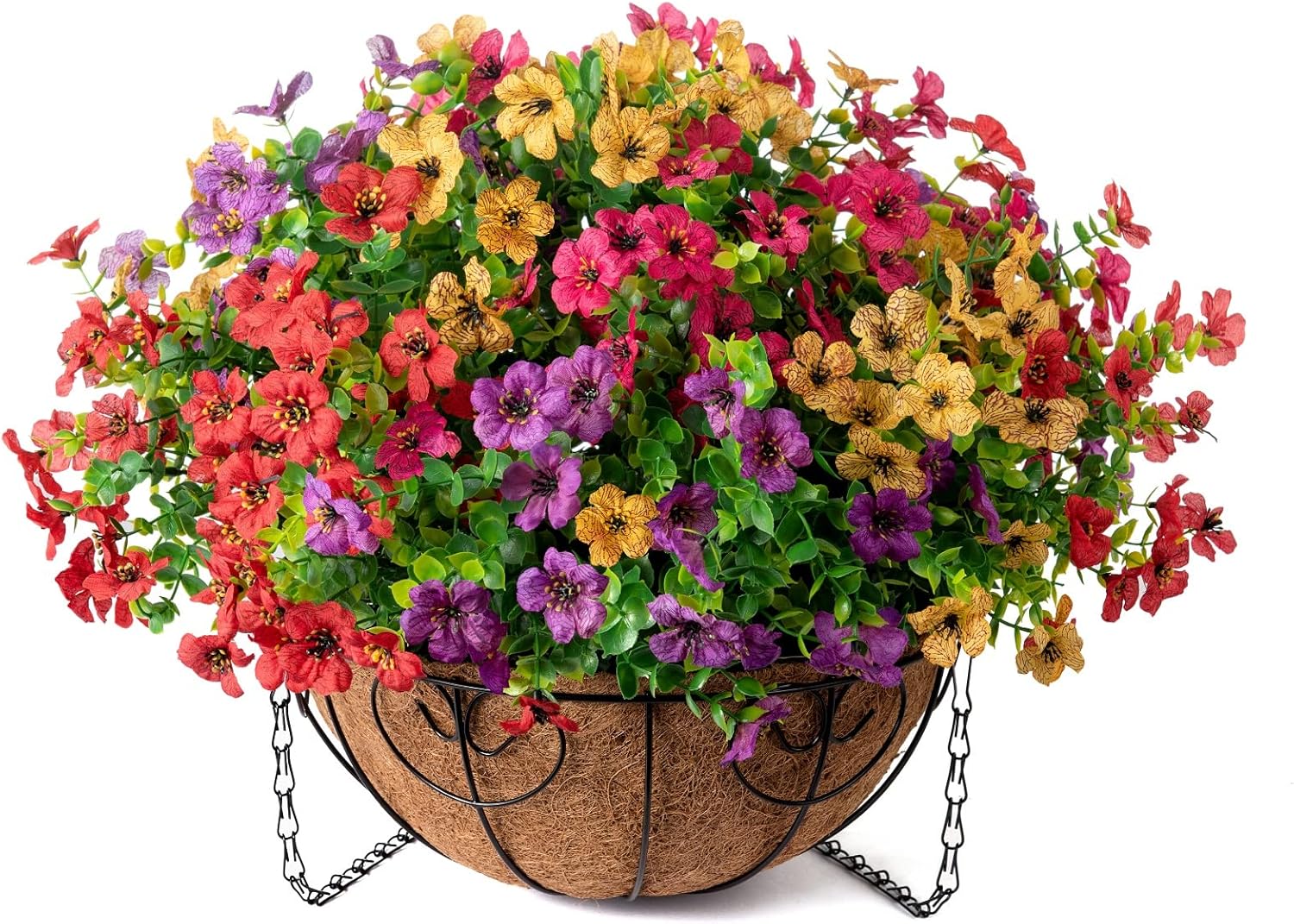 HyeFlora Hanging Flower Basket with Artificial Bougainvillea