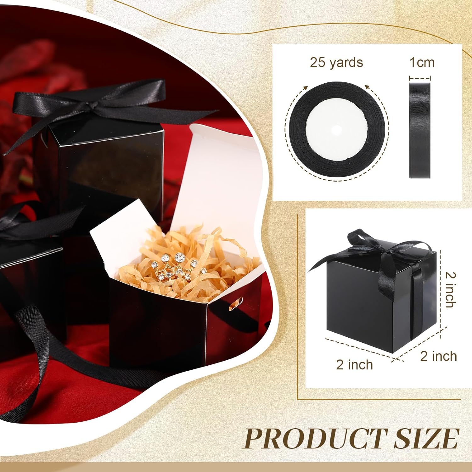 48 Pcs 2x2x2 Inch Wedding Gift Boxes with Ribbon
