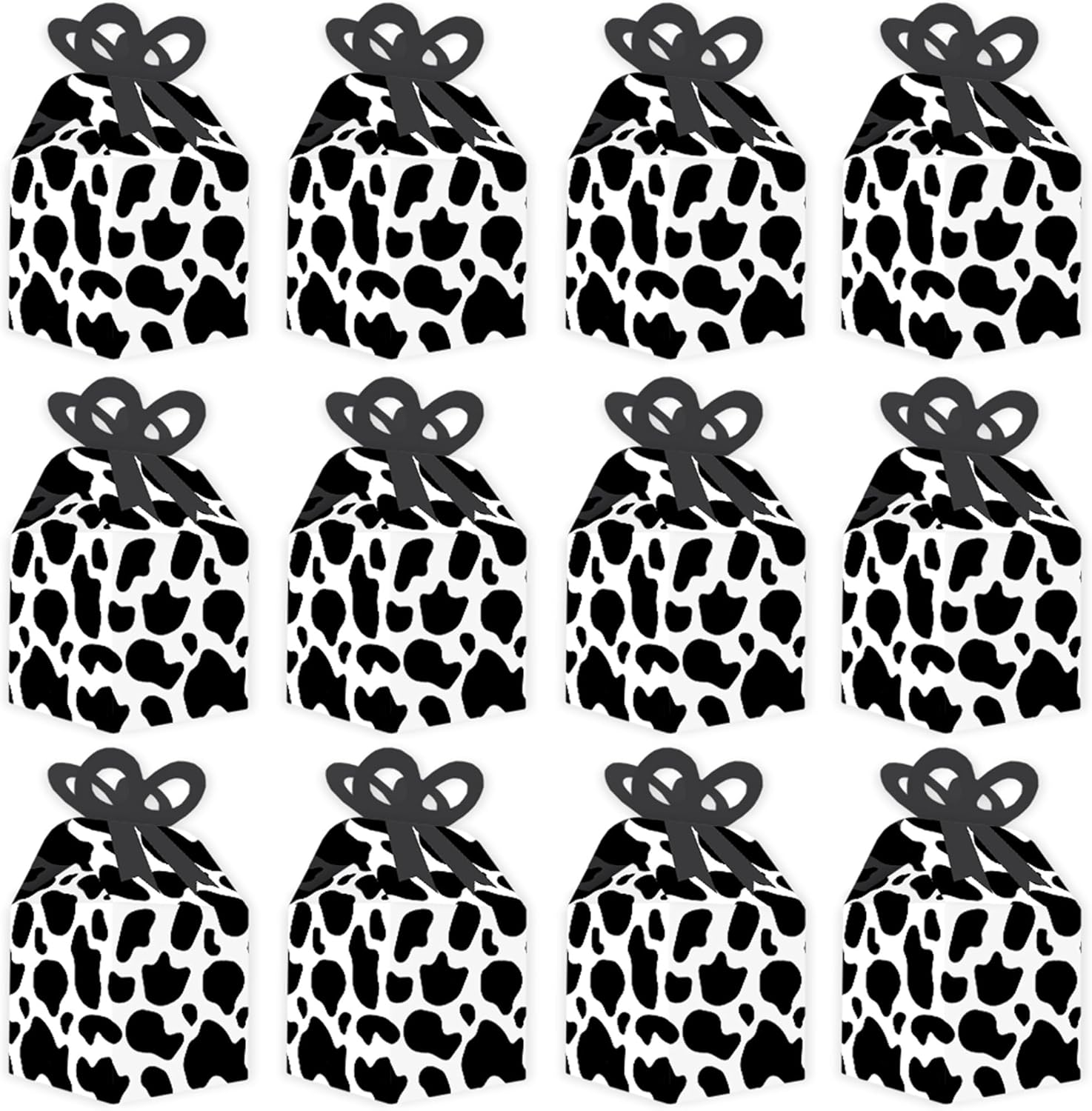 Big Dot of Happiness Cow Print Gift Boxes Set of 12