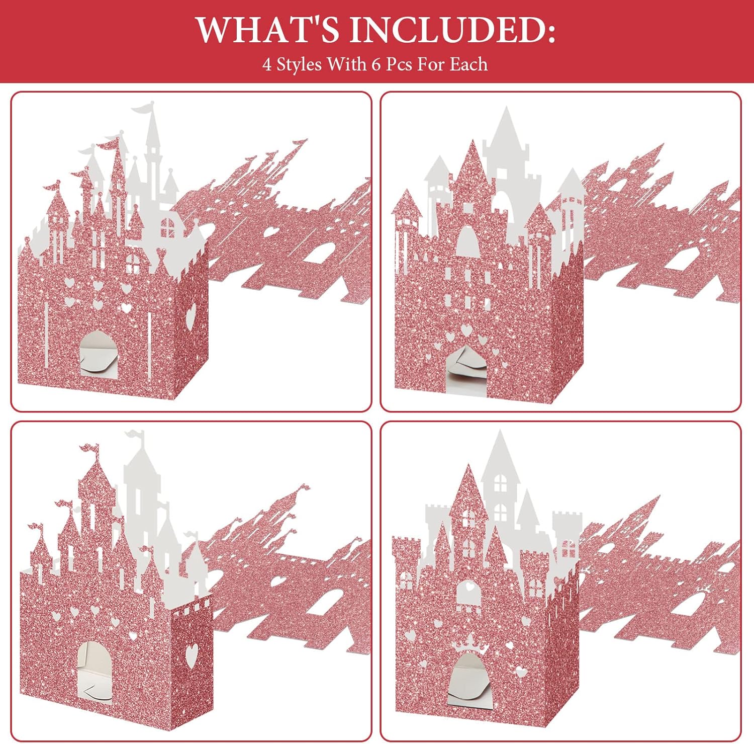24 Piece Princess Castle Candy Boxes for Parties