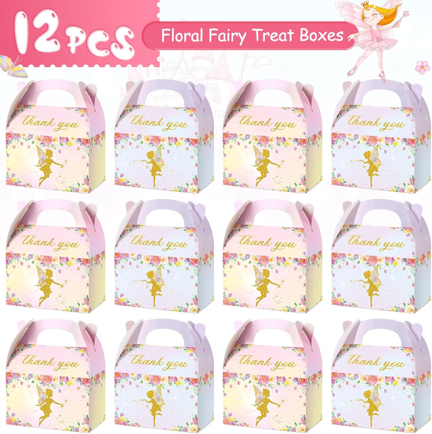 TaoBary 12 Pcs Floral Fairy Gift Boxes Set