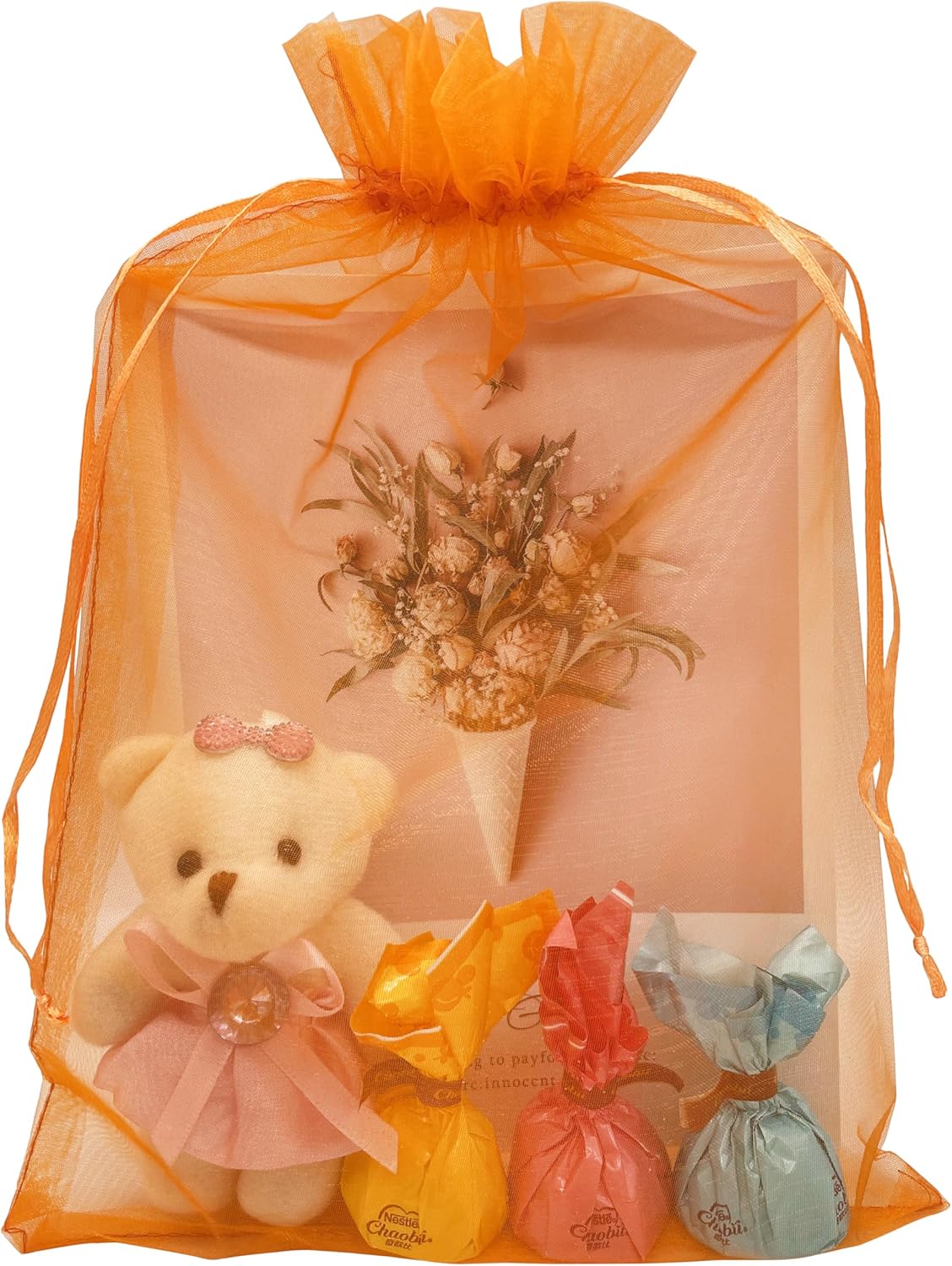 50 Pack Orange Organza Gift Bags 8x12 Inch Halloween Party Favor Bags