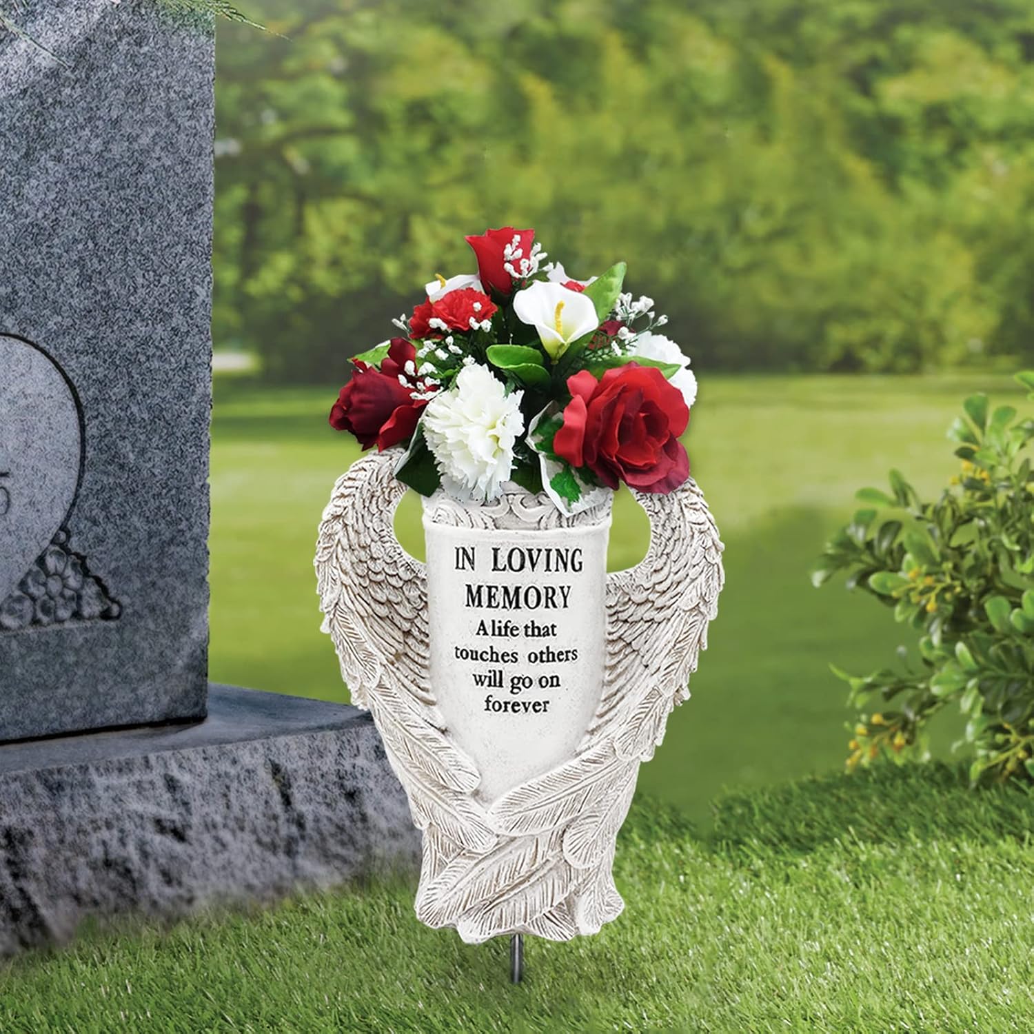 BAYN Angel Wings Vases for Cemetery Garden Decorations