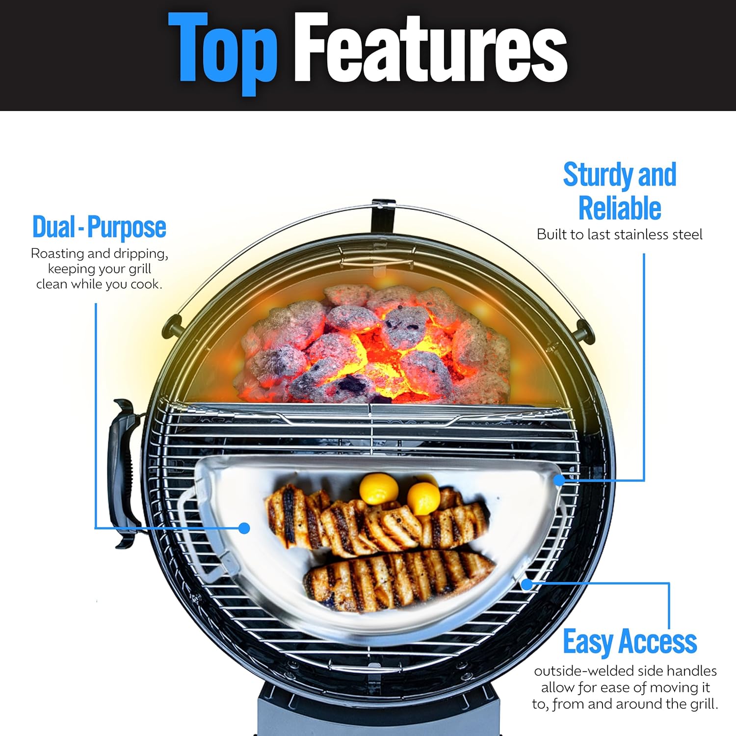 SnS Grills Slow N Sear Mini Drip Pan - 18 Weber Kettle Compatible