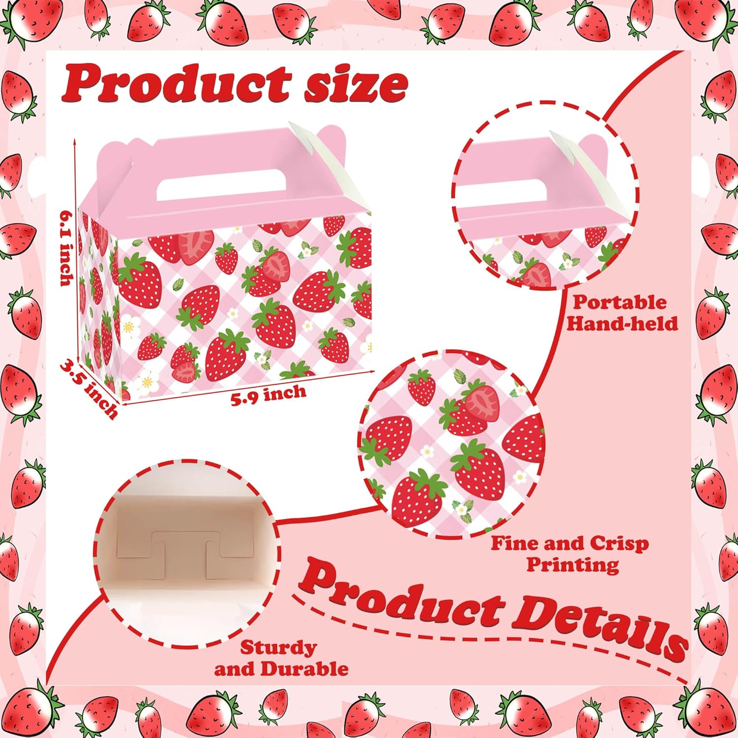 ZOYVUX 24Pcs Strawberry Gift Boxes Party Favors