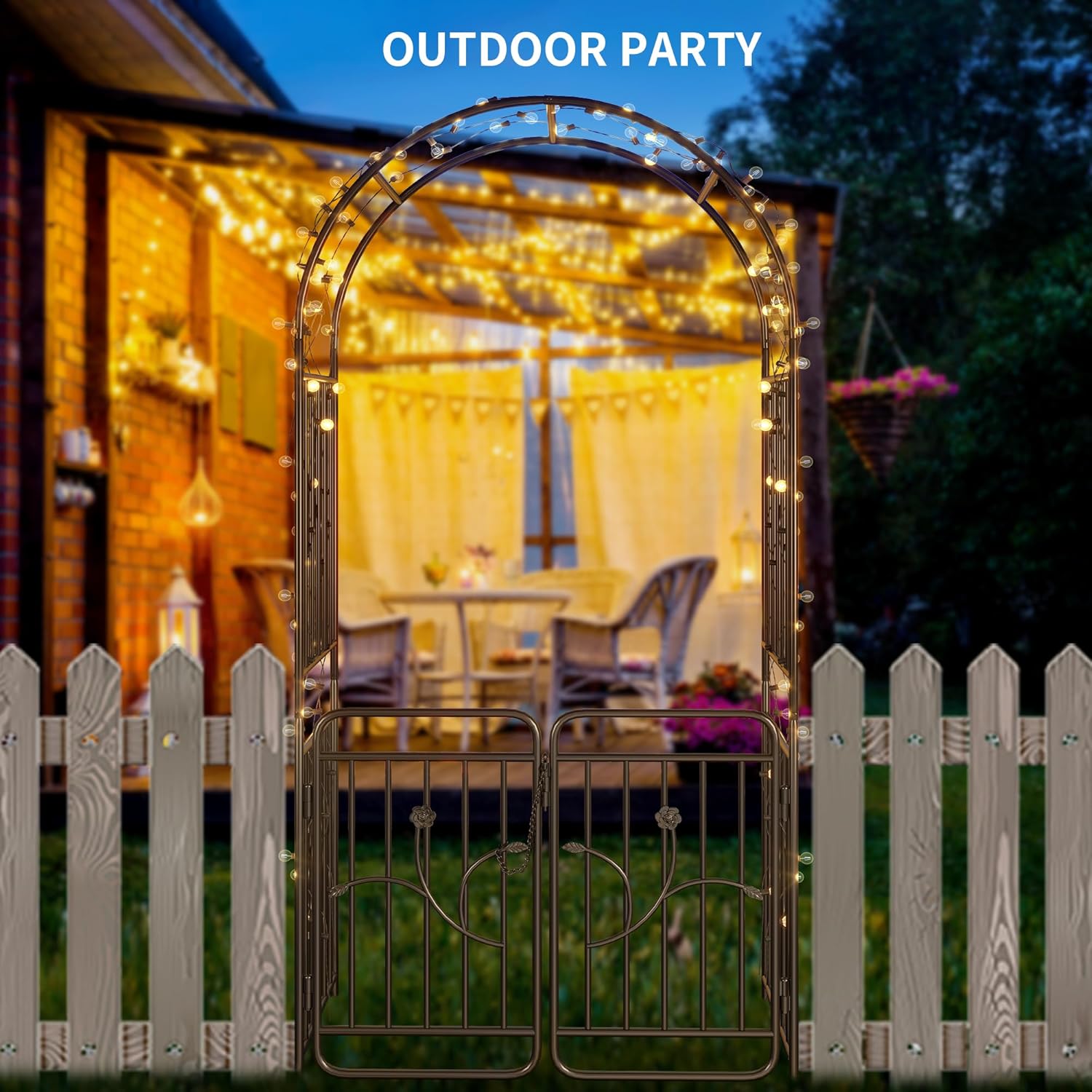 YITAHOME Metal Garden Arbor with Gate