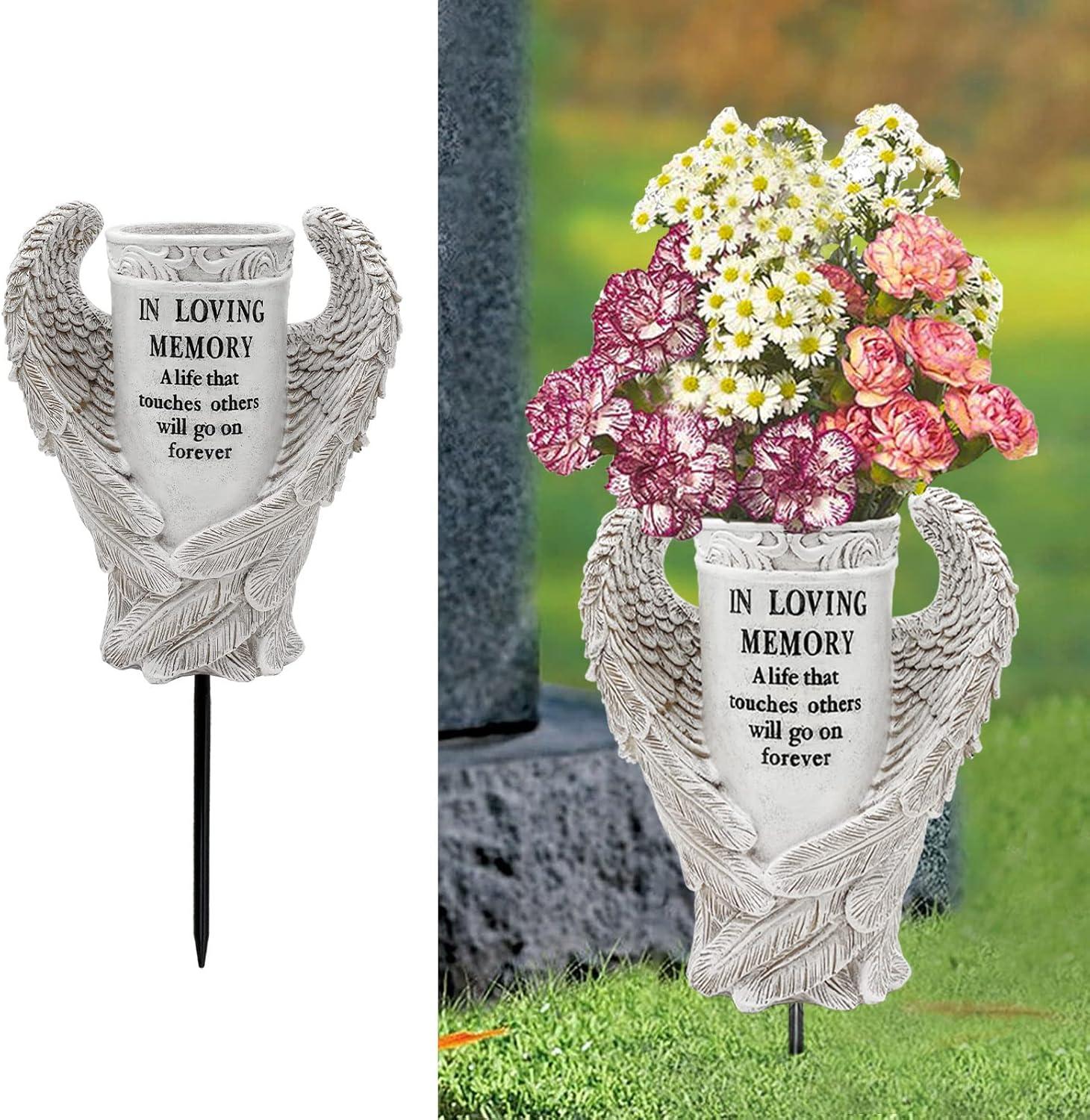 BAYN Angel Wings Vases for Cemetery Garden Decorations