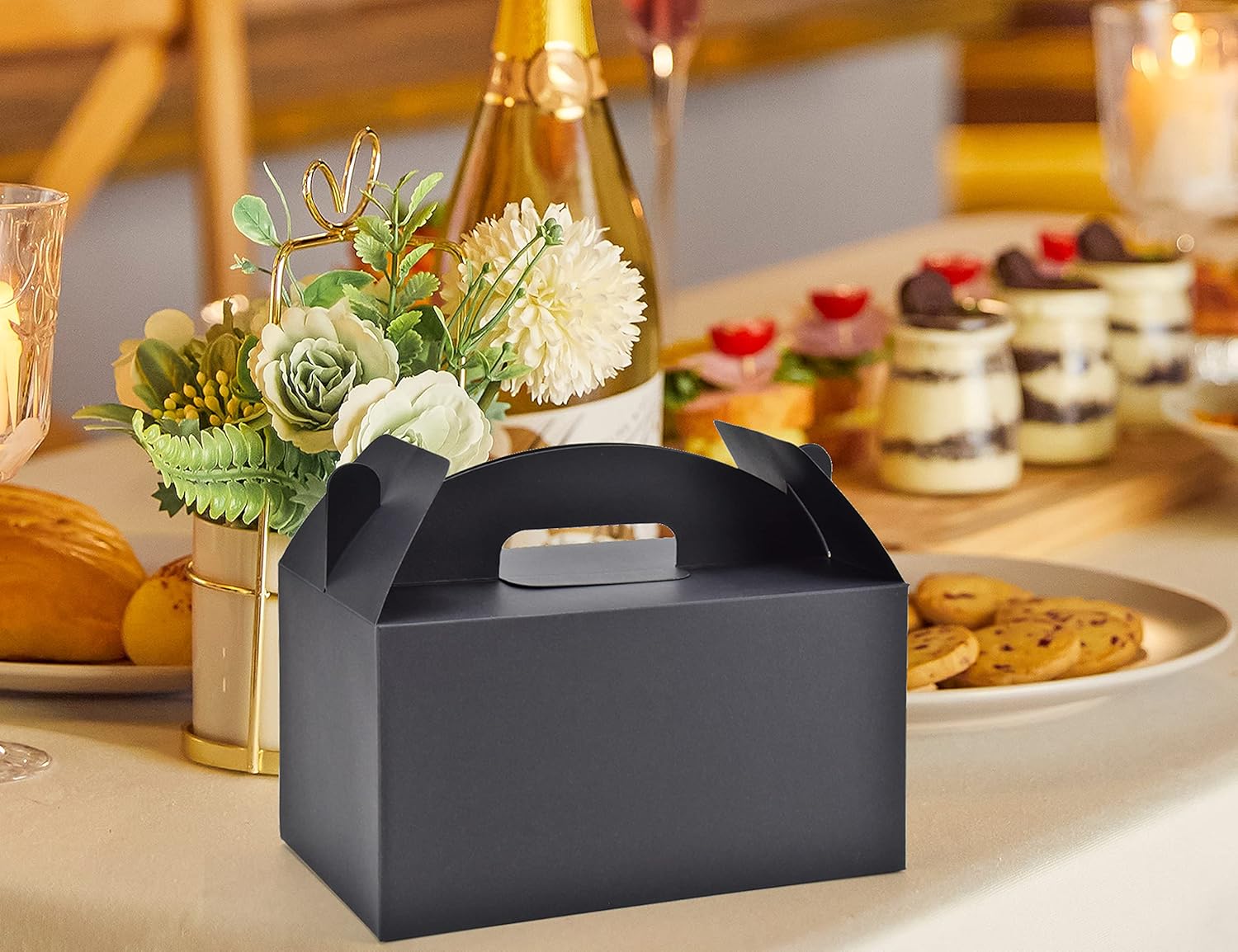 HUAPRINT Black Treat Boxes 30 Pack 945x5x5 Inches