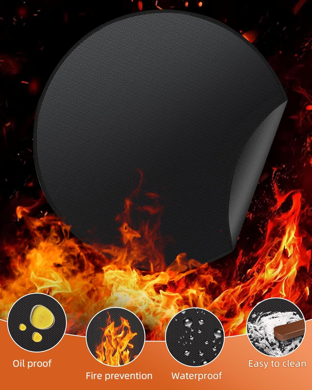 Round BBQ Grill Mat 48 Inch Double-Sided Fireproof Pad