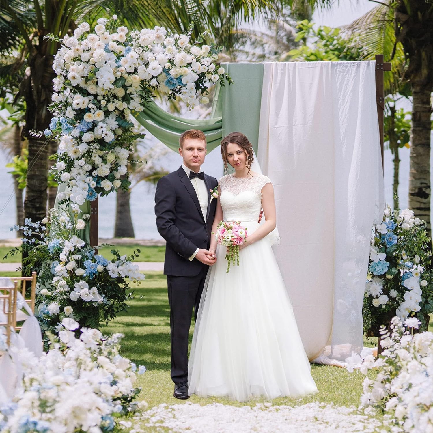 72FT Square Wooden Wedding Arch Backdrop Stand