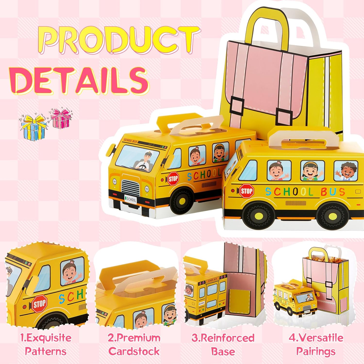 Weysat 36 Pcs School Bus Goodie Box and Backpack Bags Set