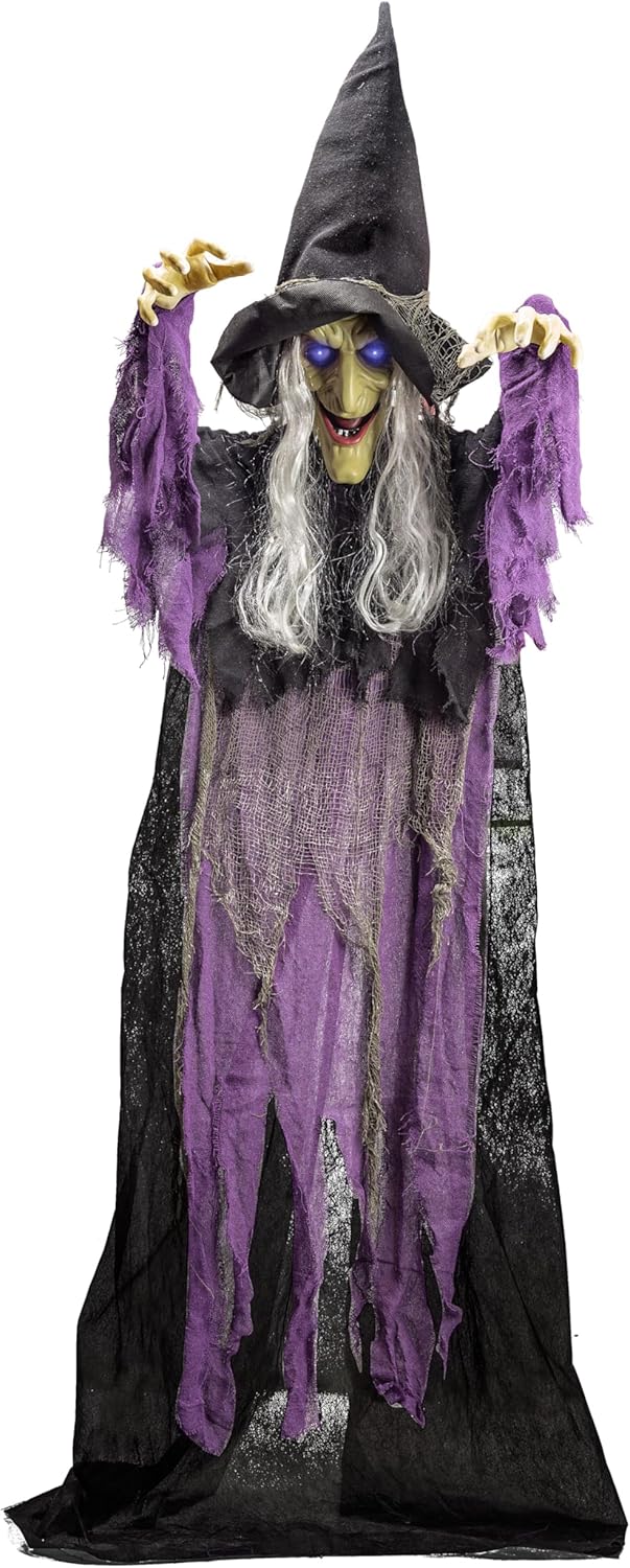 JOYIN 72 Inch Halloween Witch Decor Light Up Sound Activated