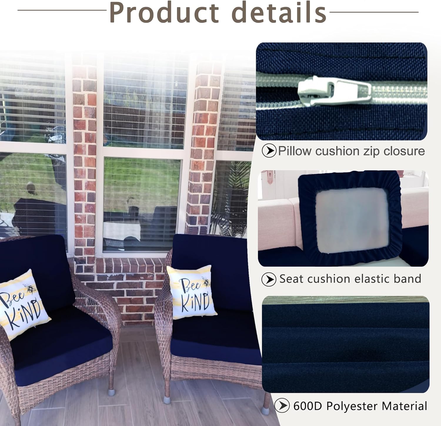 Sqodok Deep Outdoor Cushion Covers 4PCS Set