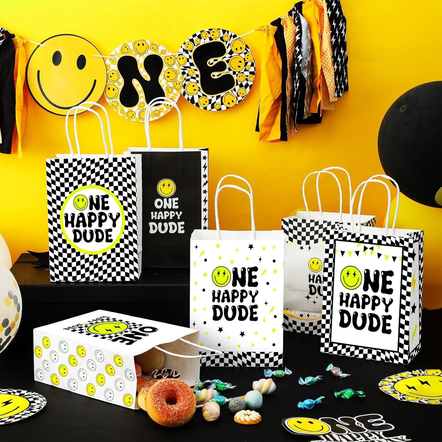 Yeaqee 24 Pcs Happy Dude Gift Bags with Handle