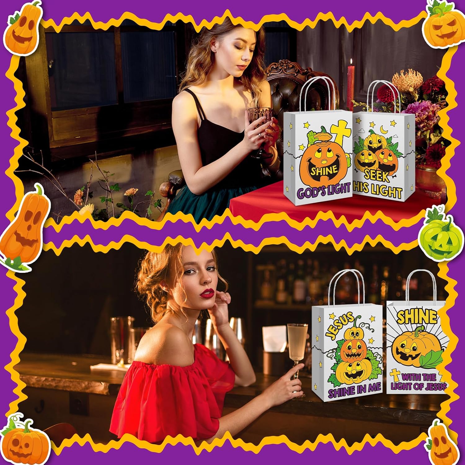 Zhanmai 24 Piece Halloween Gift Bags with Handle