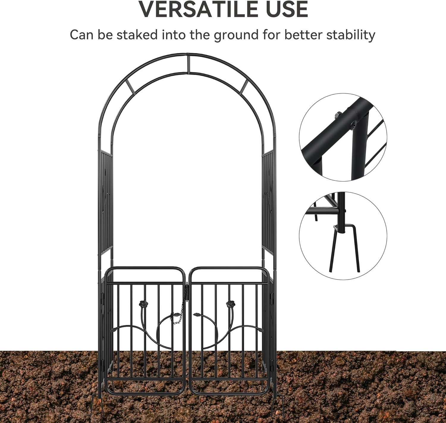 YITAHOME Metal Garden Arbor with Gate