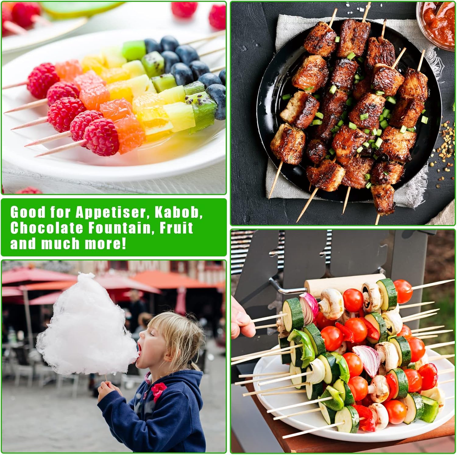 Hysagtek 300 Pcs Bamboo Skewers for BBQ and Chocolate Fountain