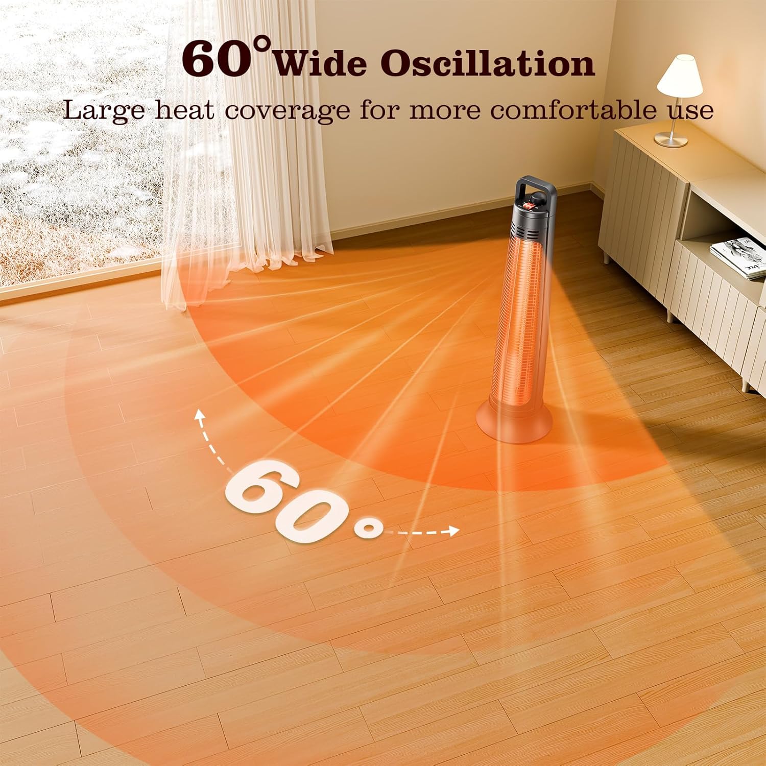 BIESQYA Outdoor Patio Heater with 60 Oscillating and IP65 Waterproof