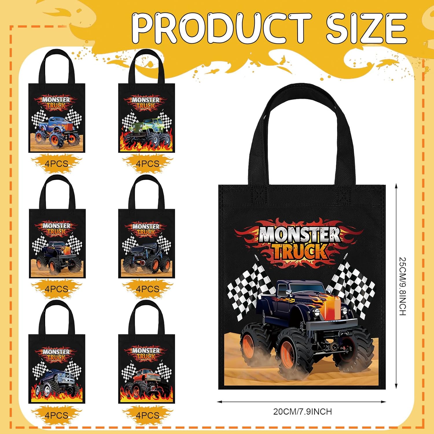 Ferraycle Truck Party Favor Bags with Handles 24 Pcs