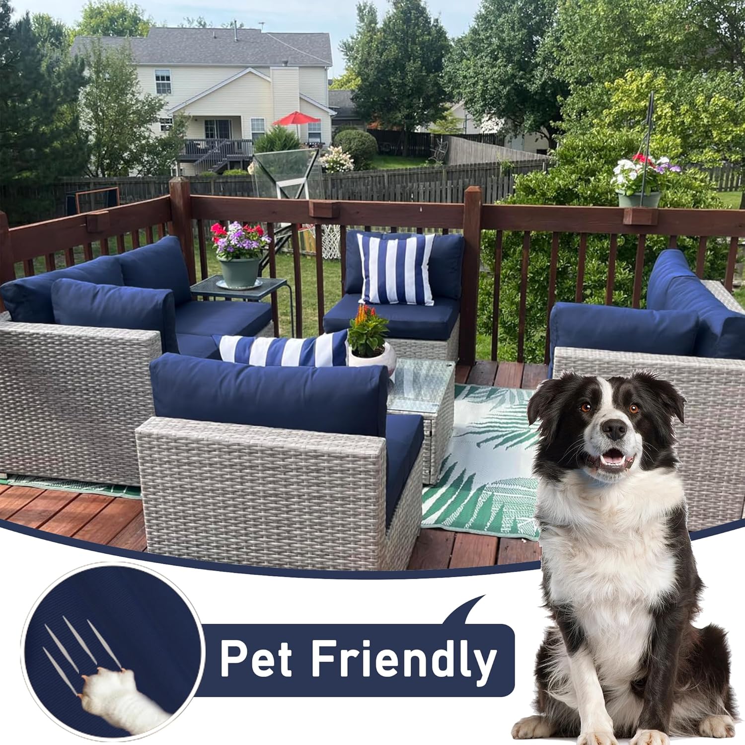 Sqodok Outdoor Cushion Covers 14Pcs Set for 6-Seater Sofa