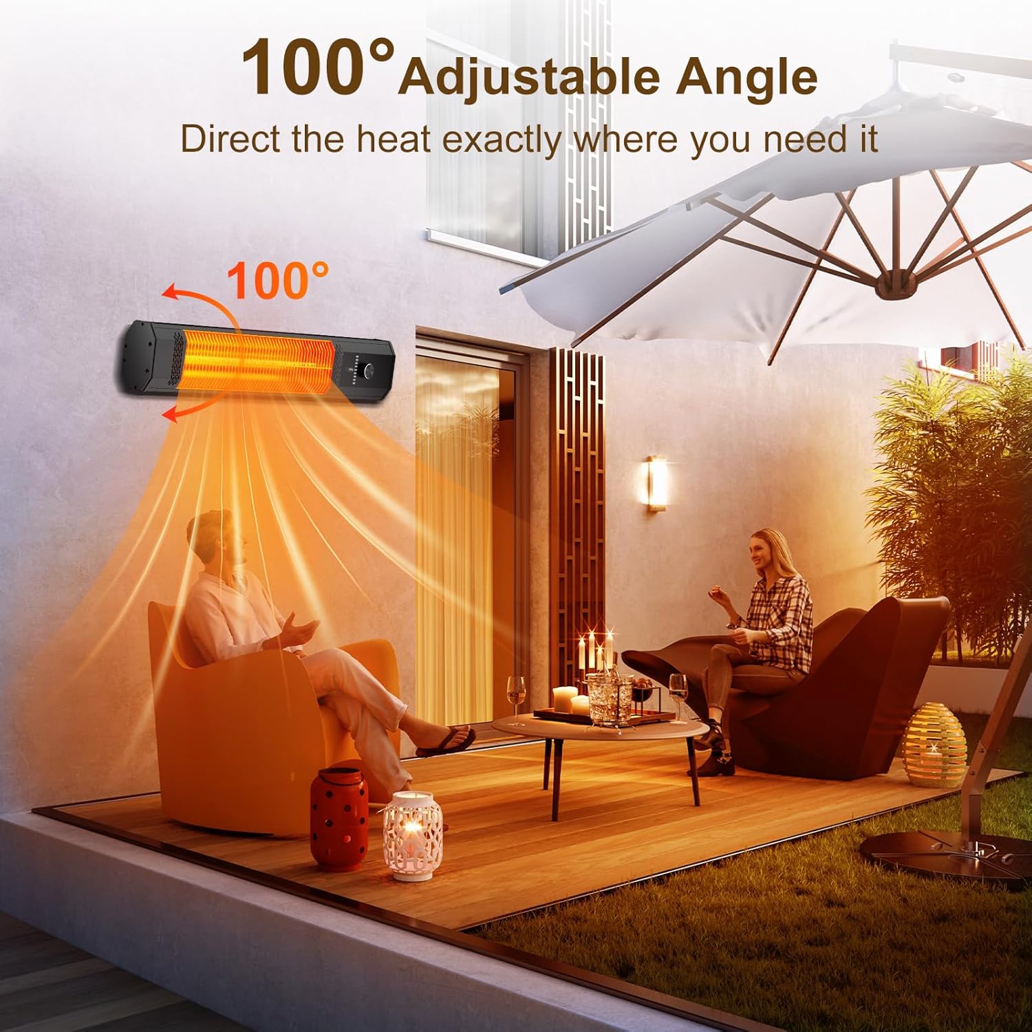 Biesqya Wall Mounted Heater with 9 Heat Levels and Remote Control