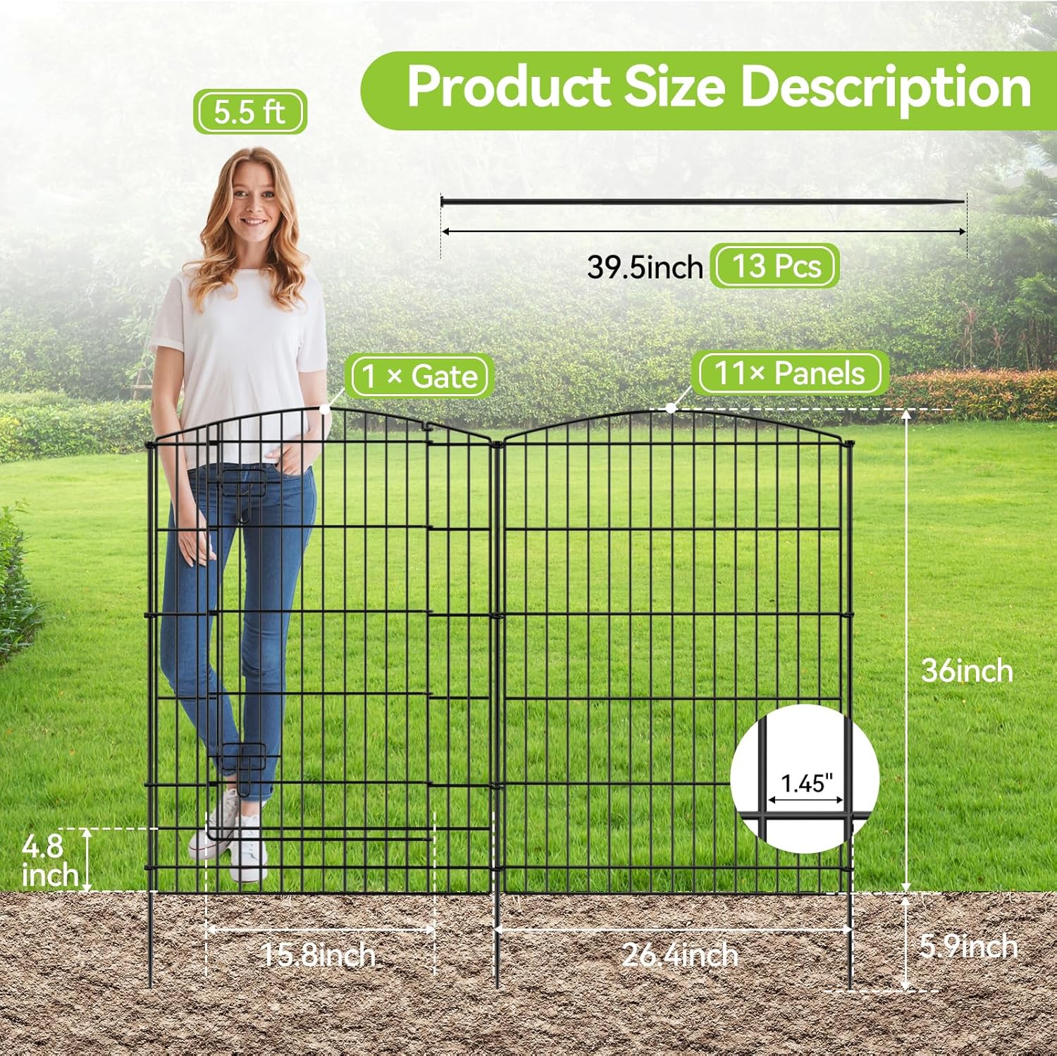 INJOPEXI Decorative Garden Fence 26ft x 36in