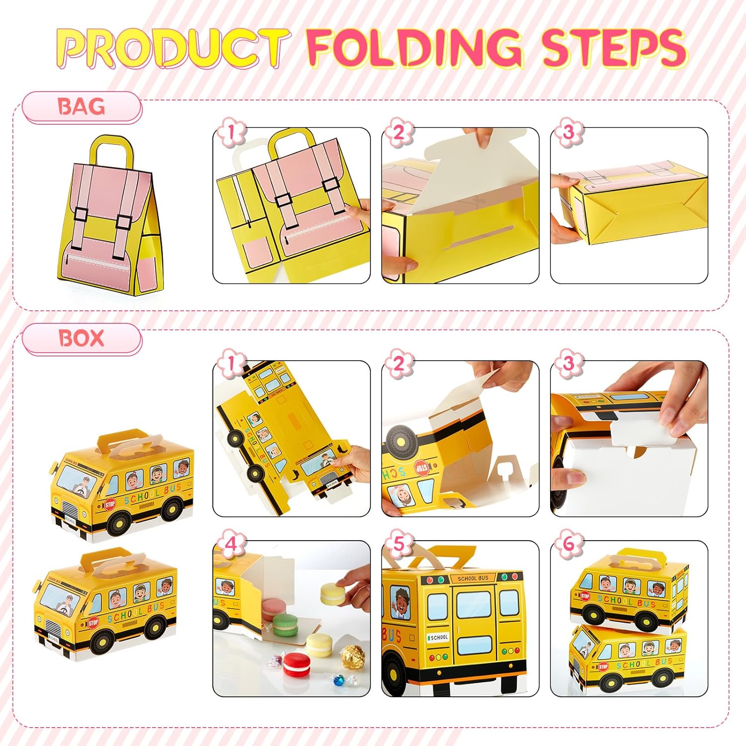 Weysat 36 Pcs School Bus Goodie Box and Backpack Bags Set