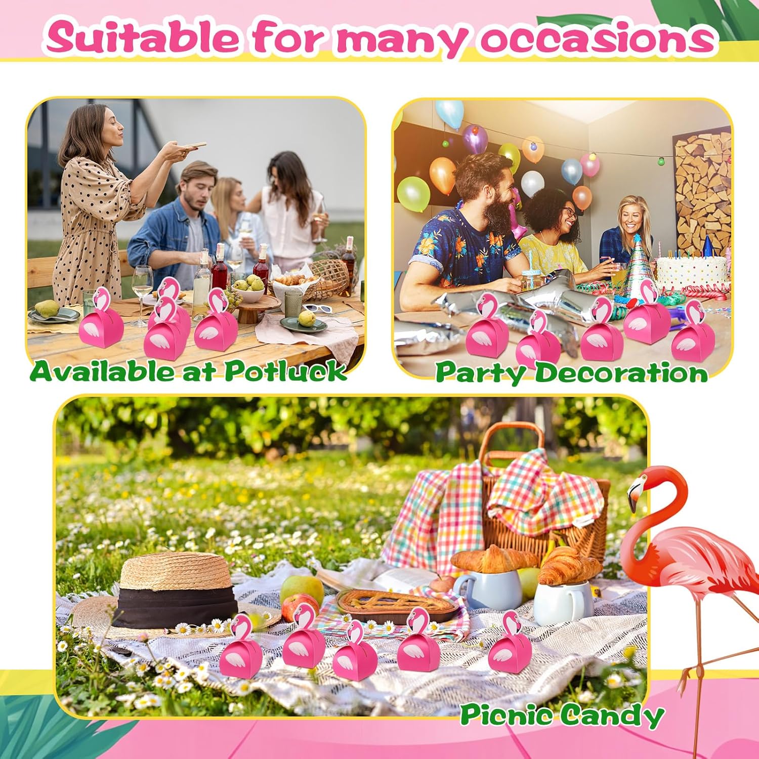Honoson 24 Pcs Flamingo Gift Boxes for Tropical Parties