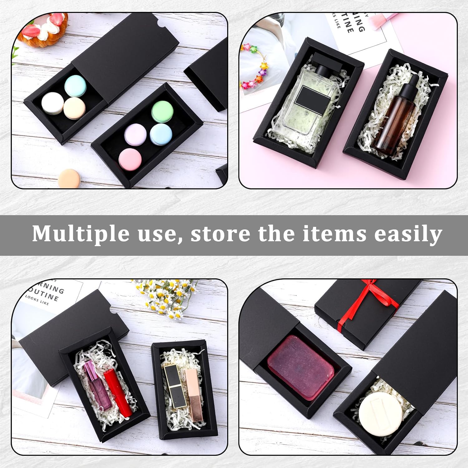 Telooco 30 Pack Black Kraft Gift Boxes